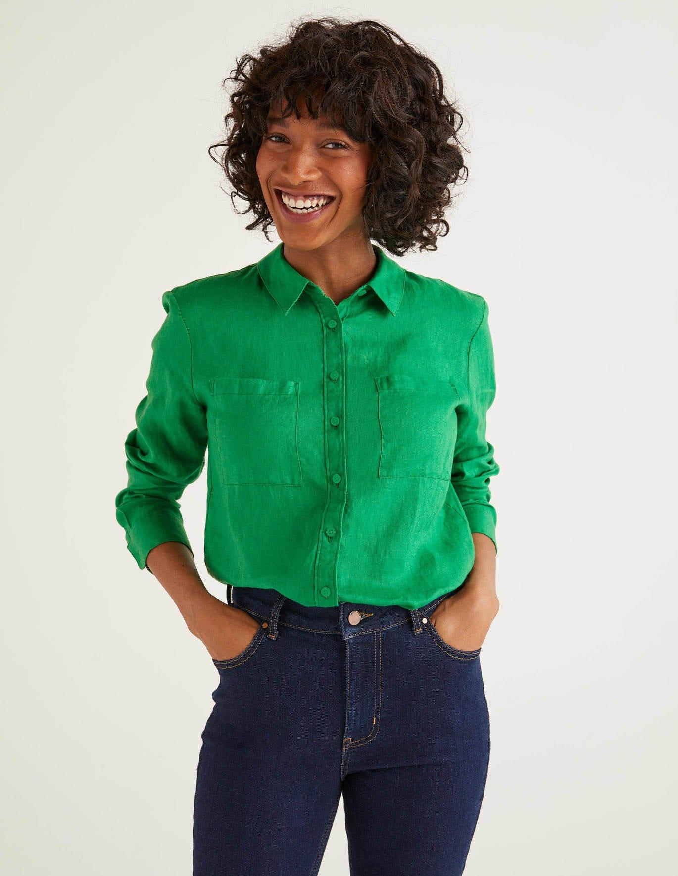 Boden Linen Shirt Rich Emerald in Green | Lyst