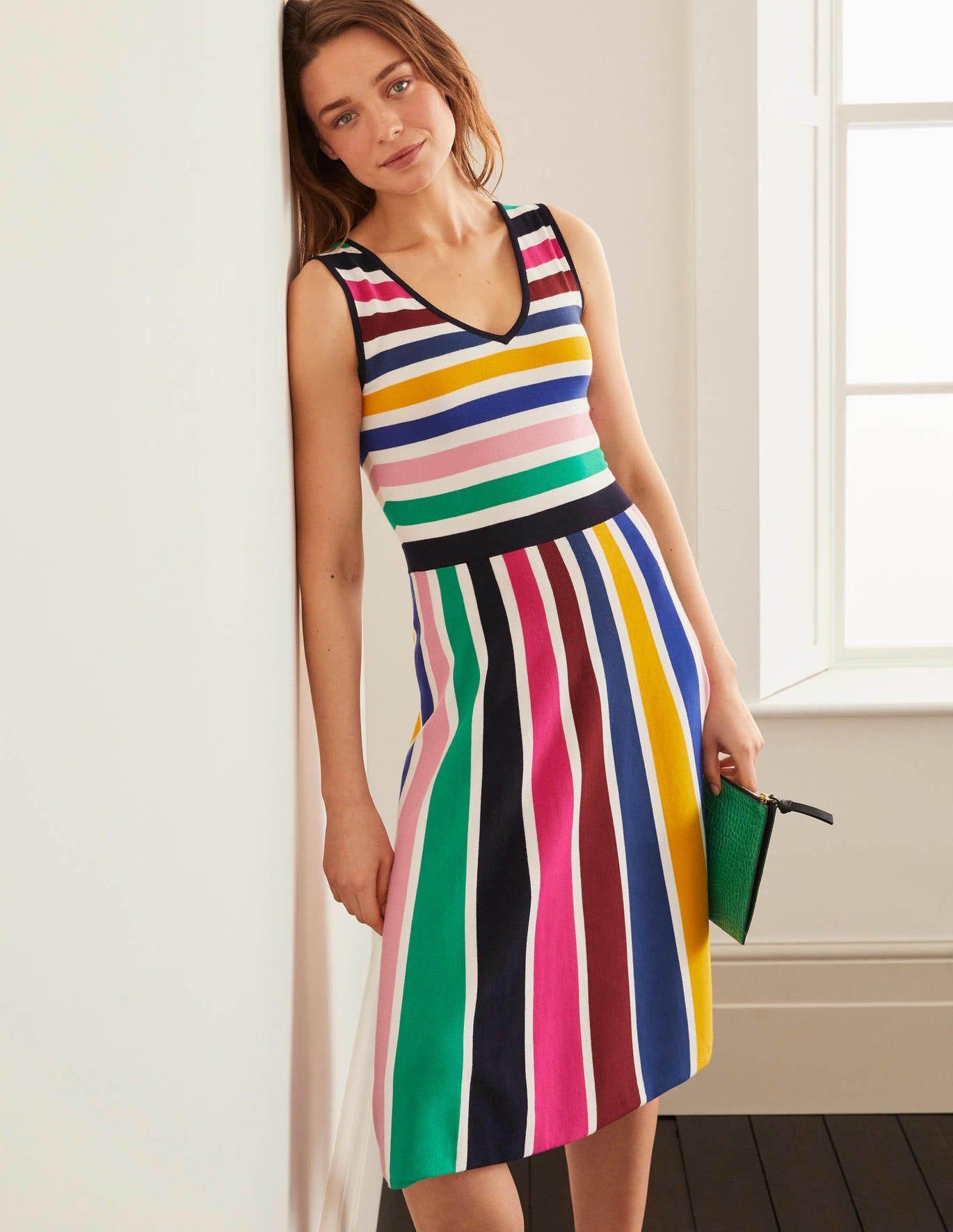 Boden Synthetic Gracie Knitted Dress Multi Stripe in Ivory (White) Lyst