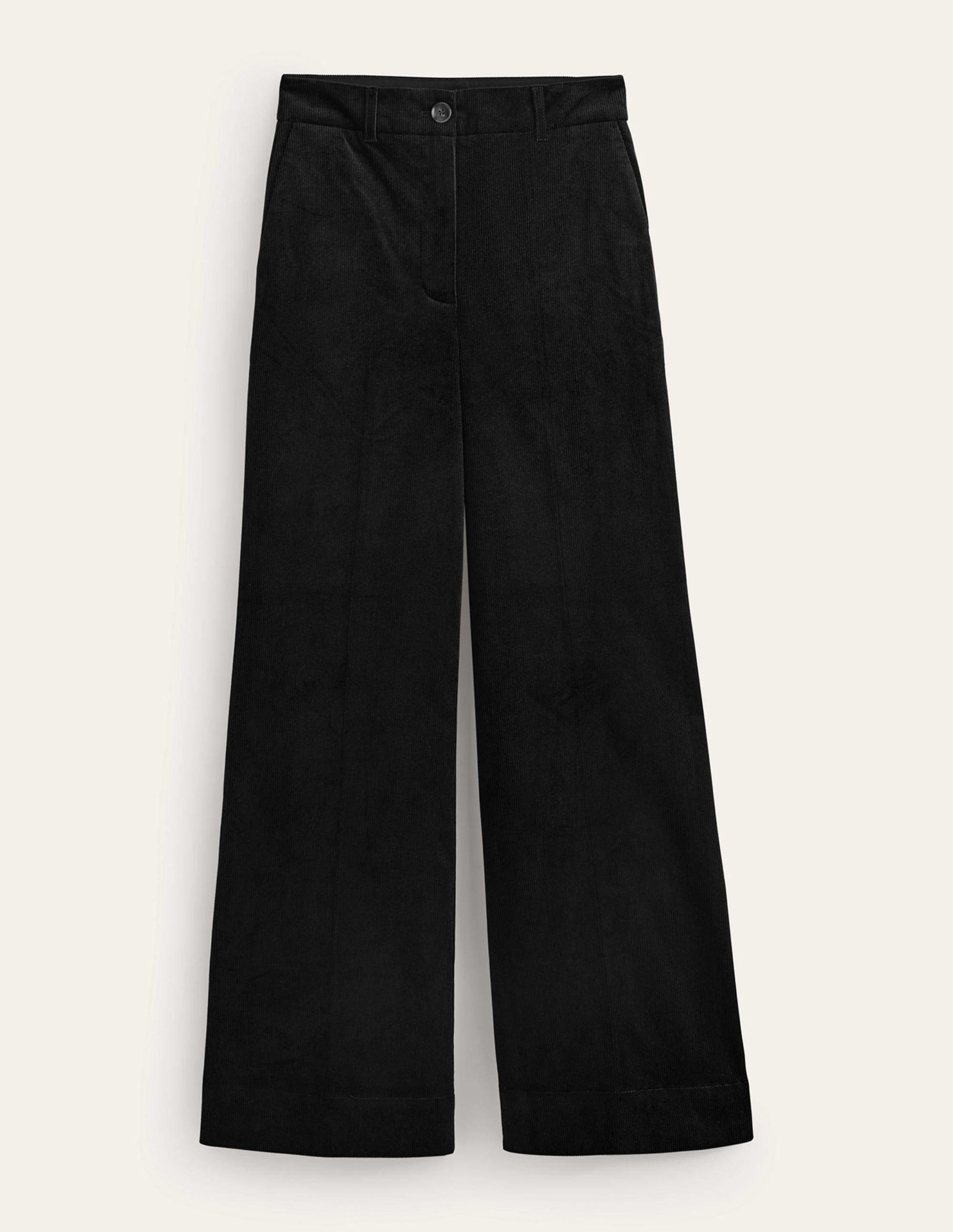 Boden Wide-leg Corduroy Trousers in Black