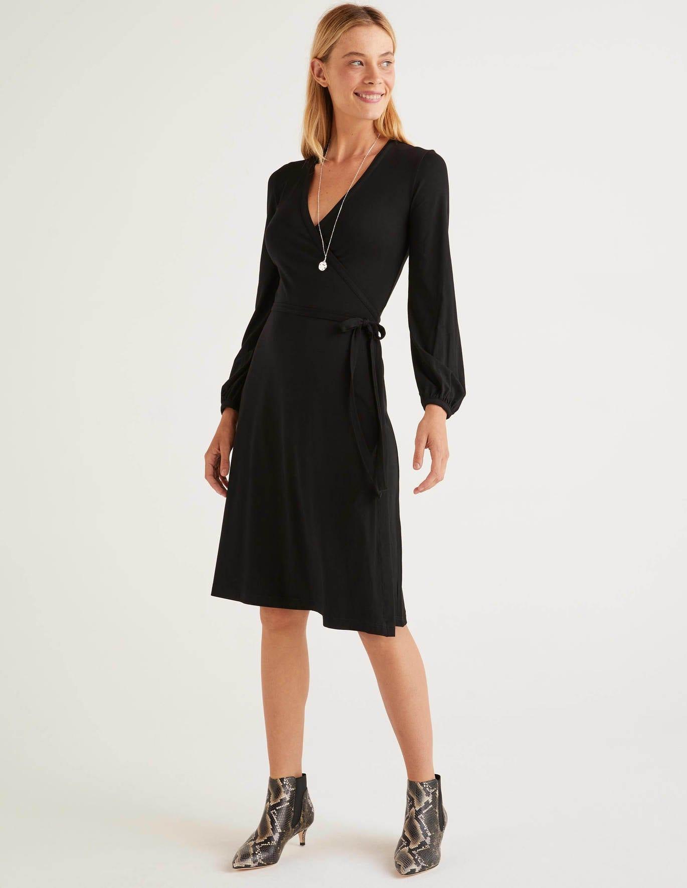 Boden Elodie Jersey Wrap Dress Black - Lyst