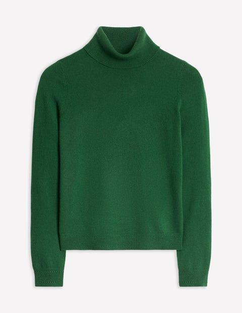 Boden Eva Cashmere Roll Neck Jumper in Green Lyst