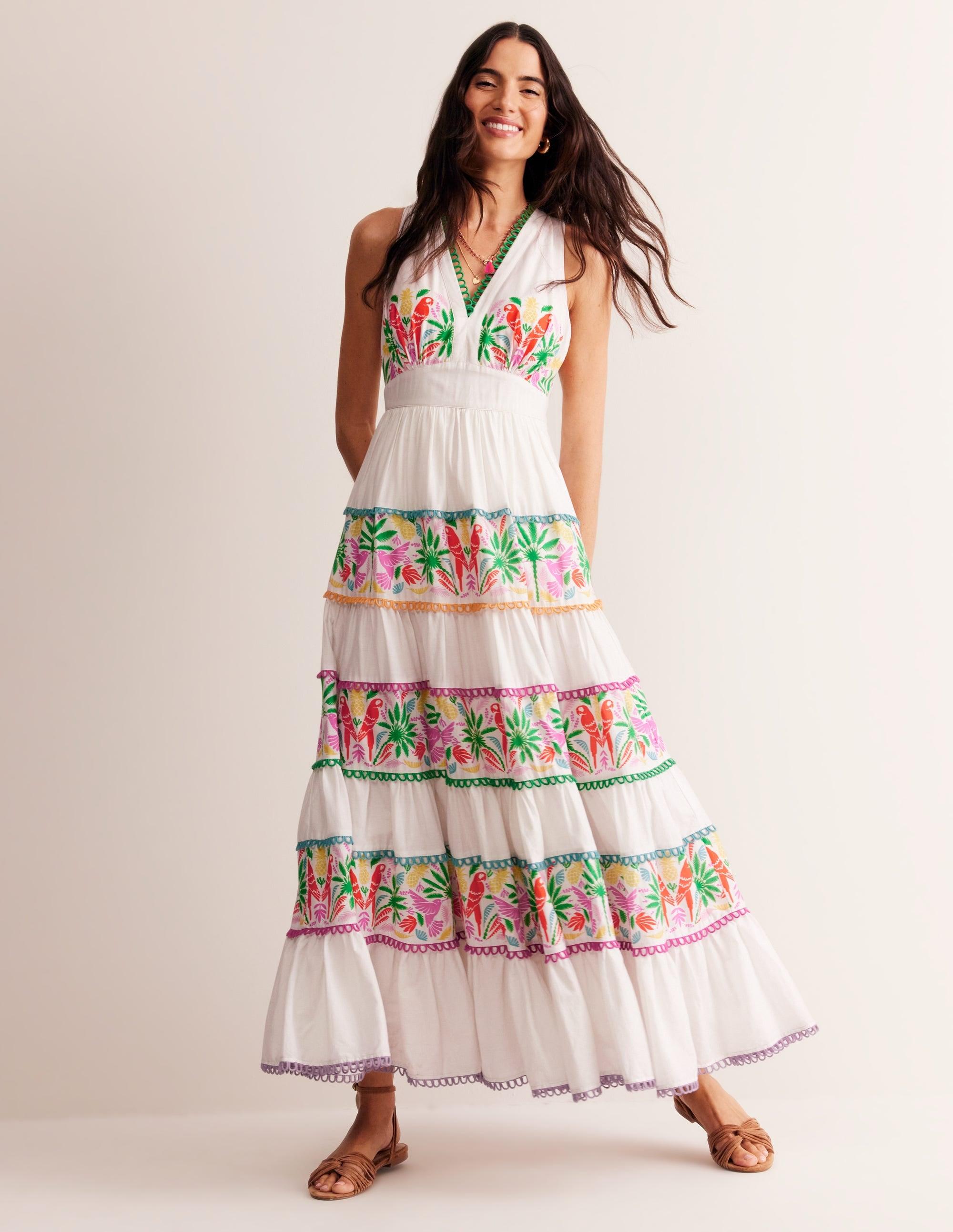 boden cotton maxi tie neck dress BODEN Serena Cotton Tie Maxi Dress