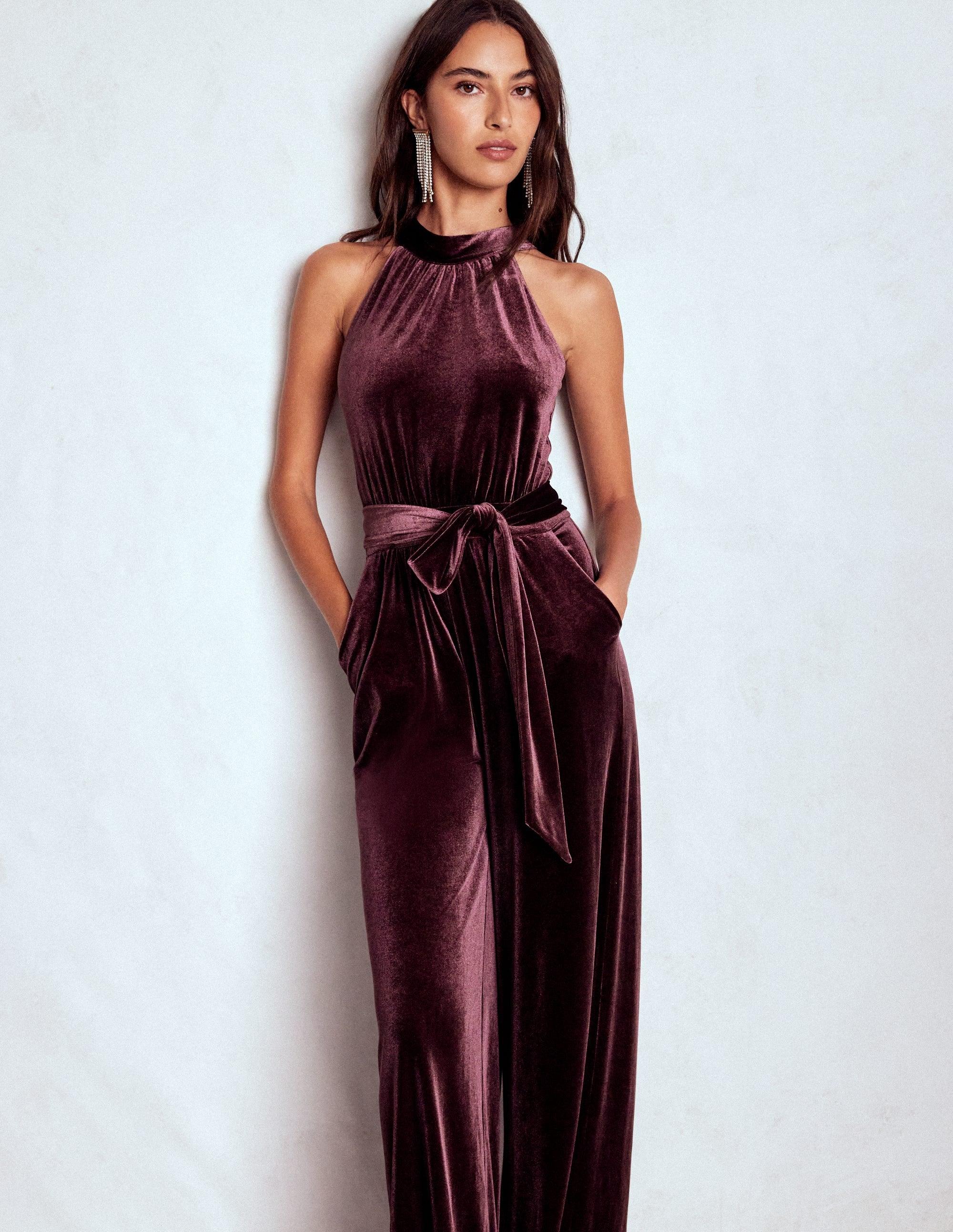 Boden Jersey Halter Jumpsuit in Red | Lyst UK