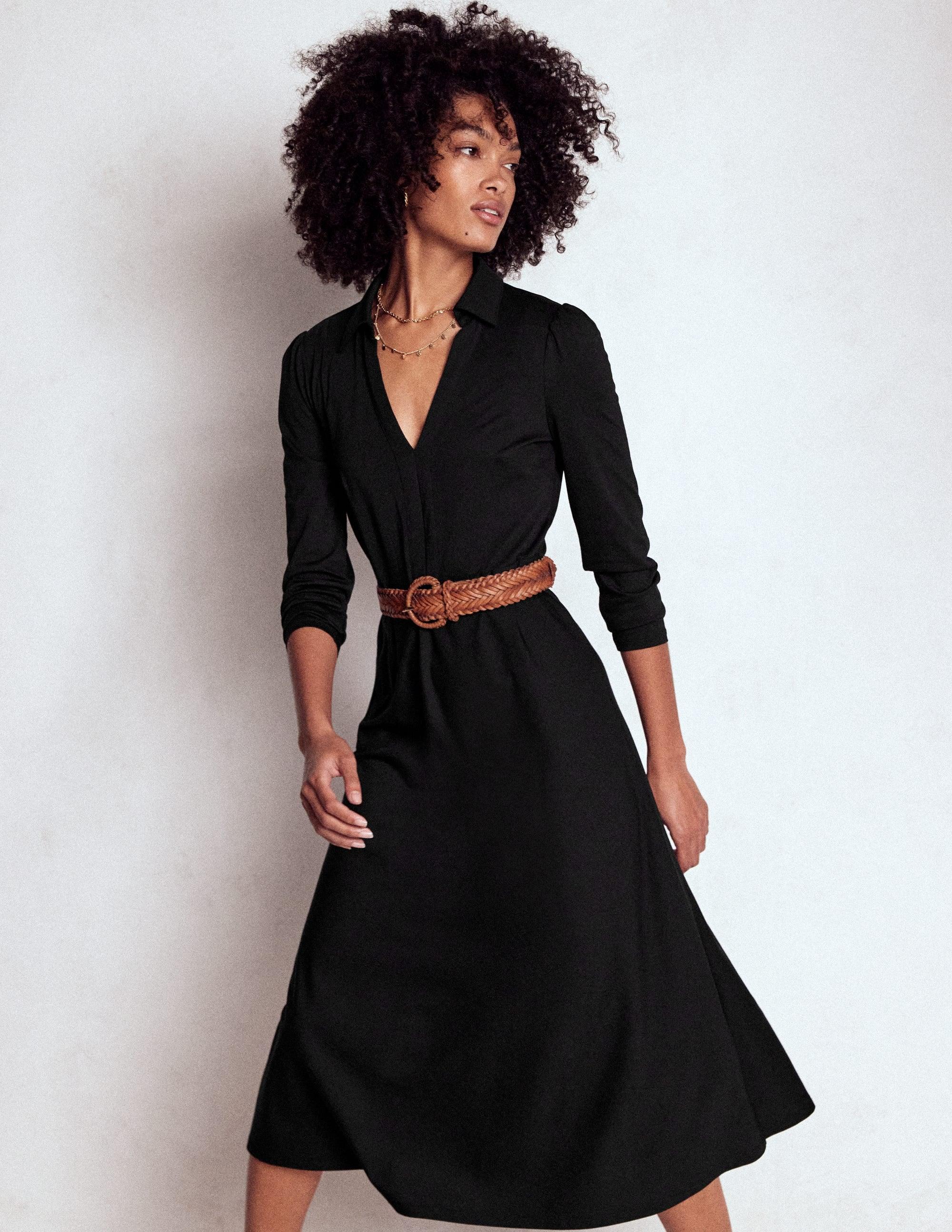 Boden Imogen Collared Jersey Dress in Black