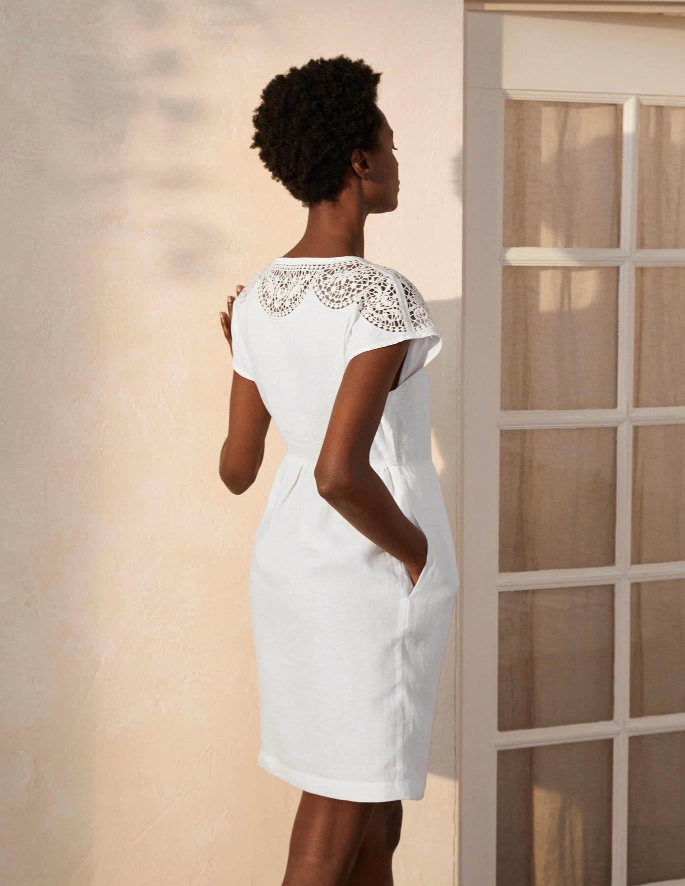 Boden Fleur Embroidered Linen Dress in 