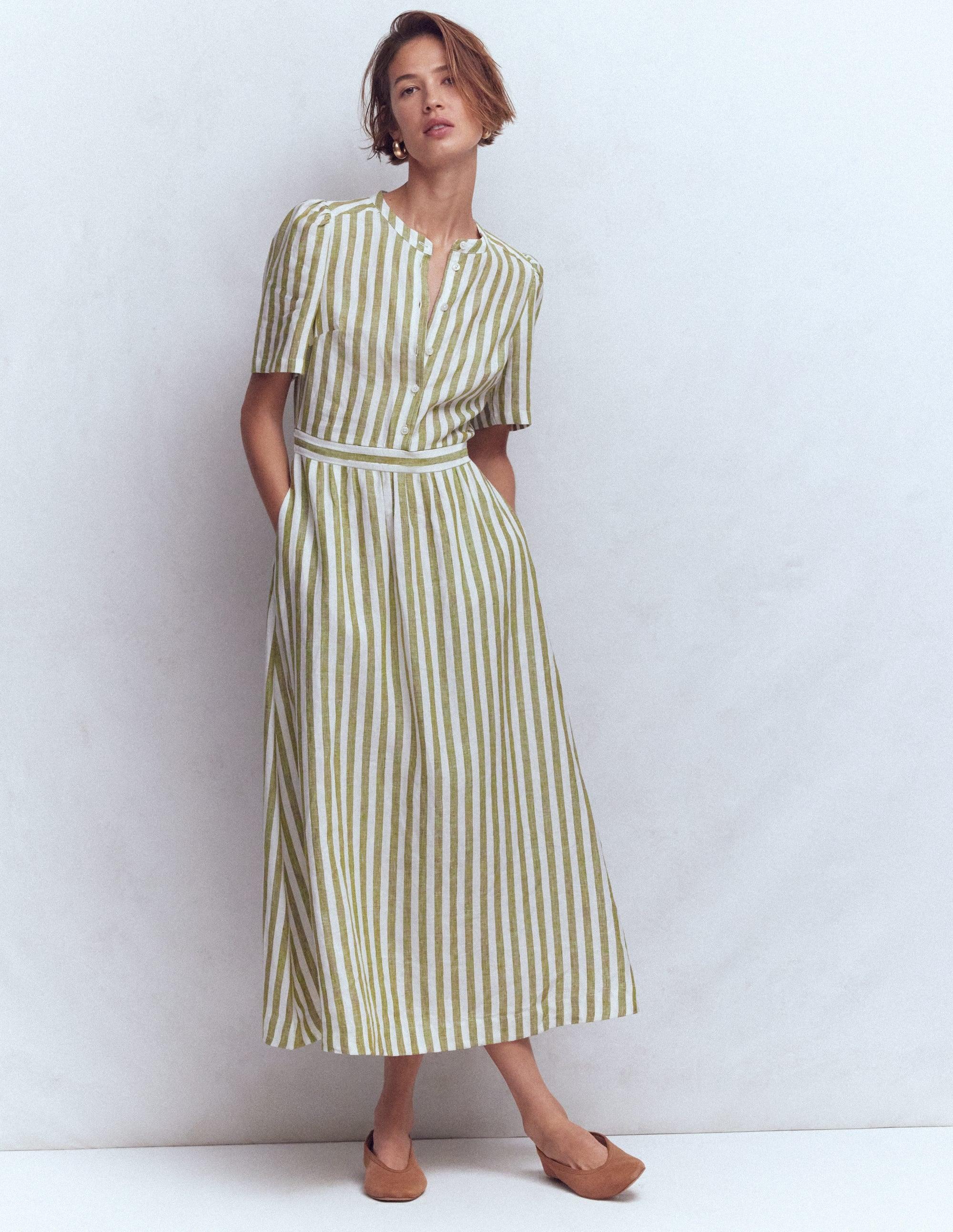 knee length dresses for ladies Metallic Multi Stripe Dress-Metallic Multi Stripe