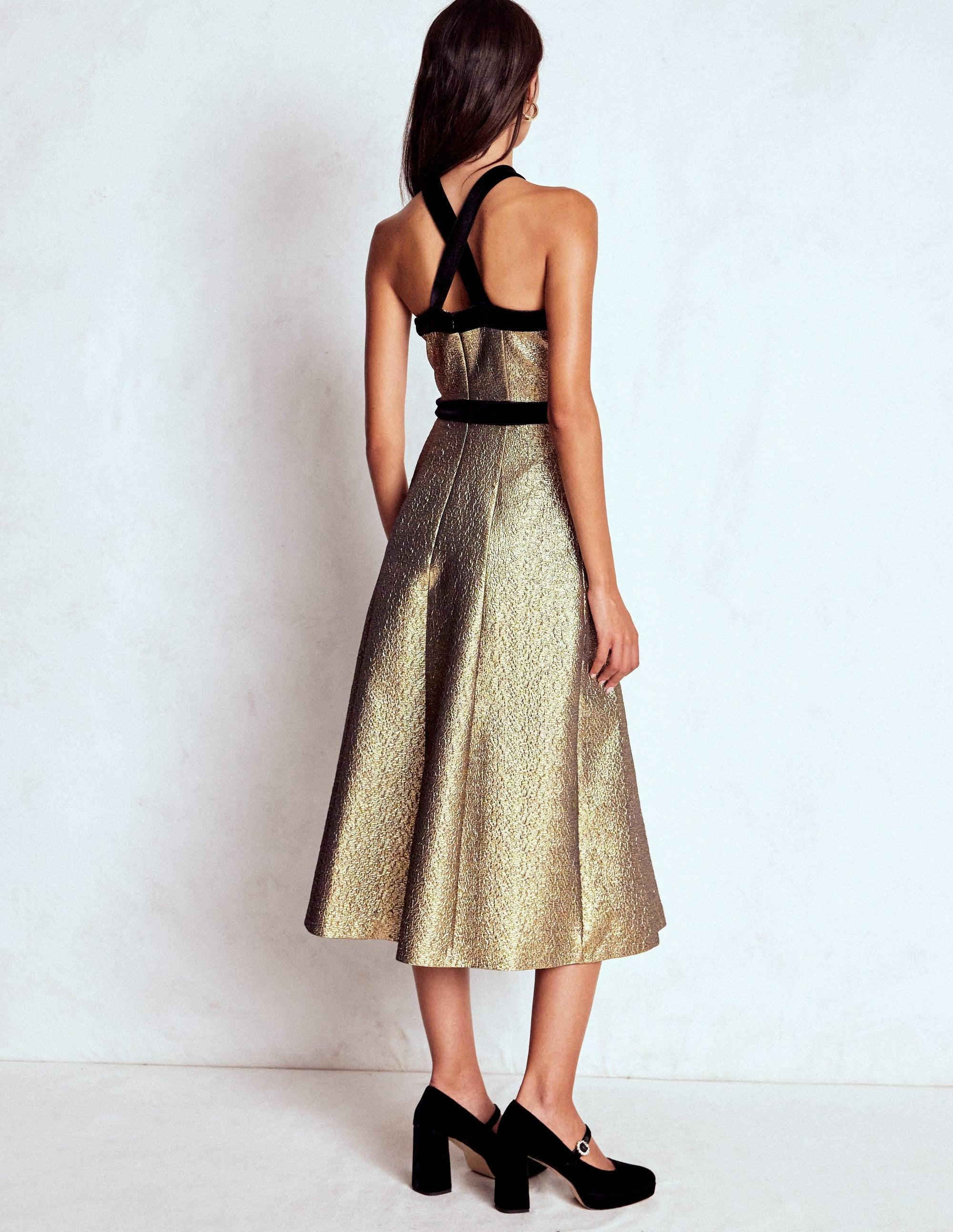 Boden Halter Fit & Flare Dress in Black | Lyst