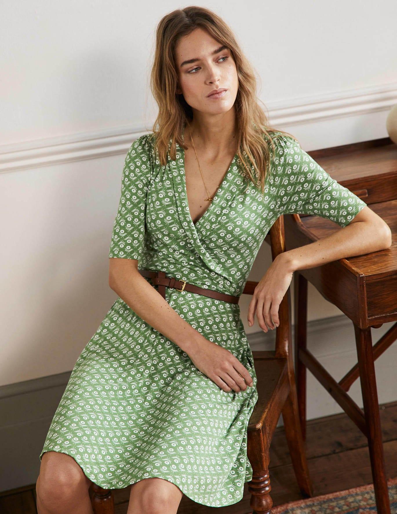 Boden Fixed Wrap Jersey Dress English Ivy in Green | Lyst