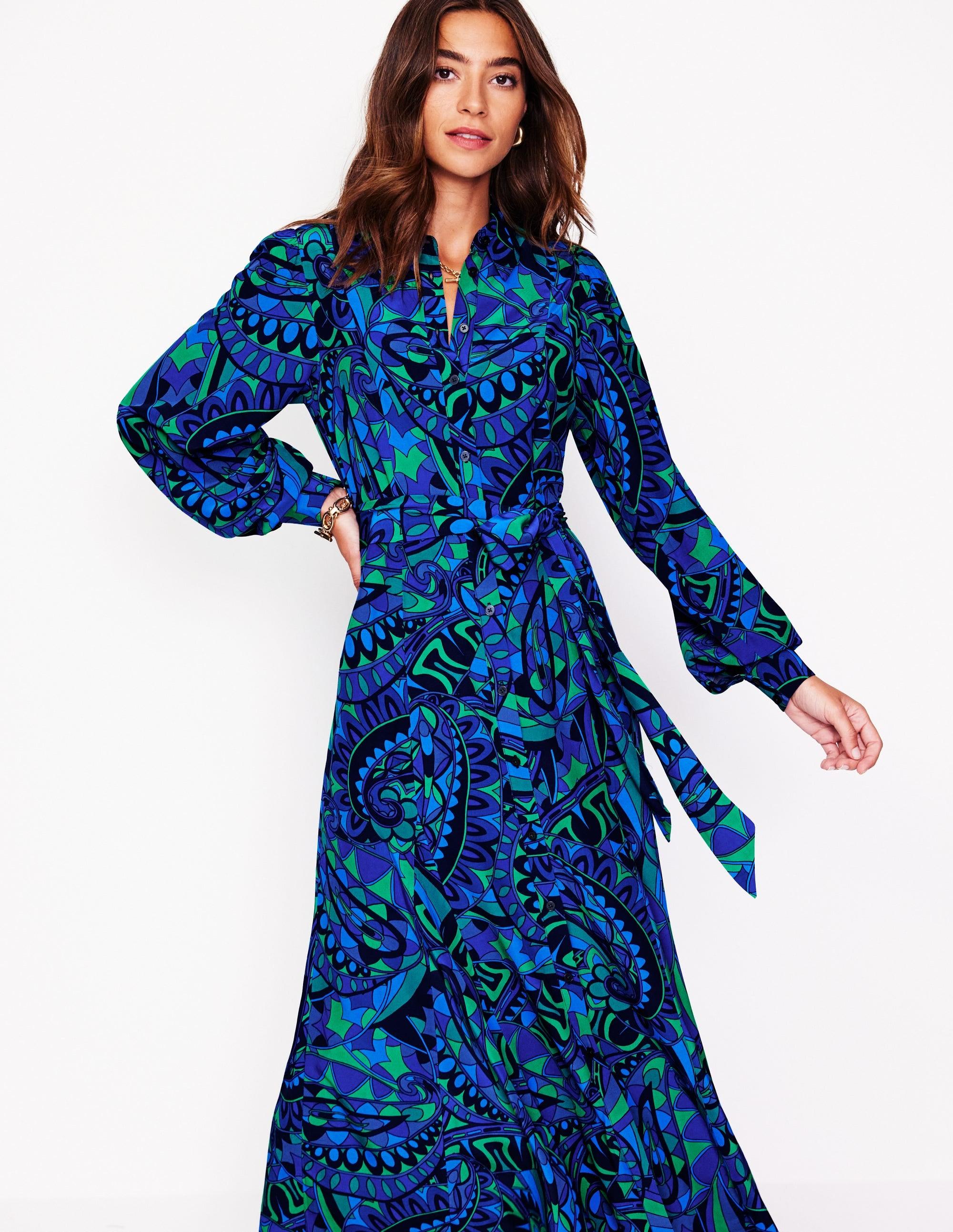 martha godet maxi shirt dress Boden Martha Godet Maxi Shirt Dressfrench Spots in Blue
