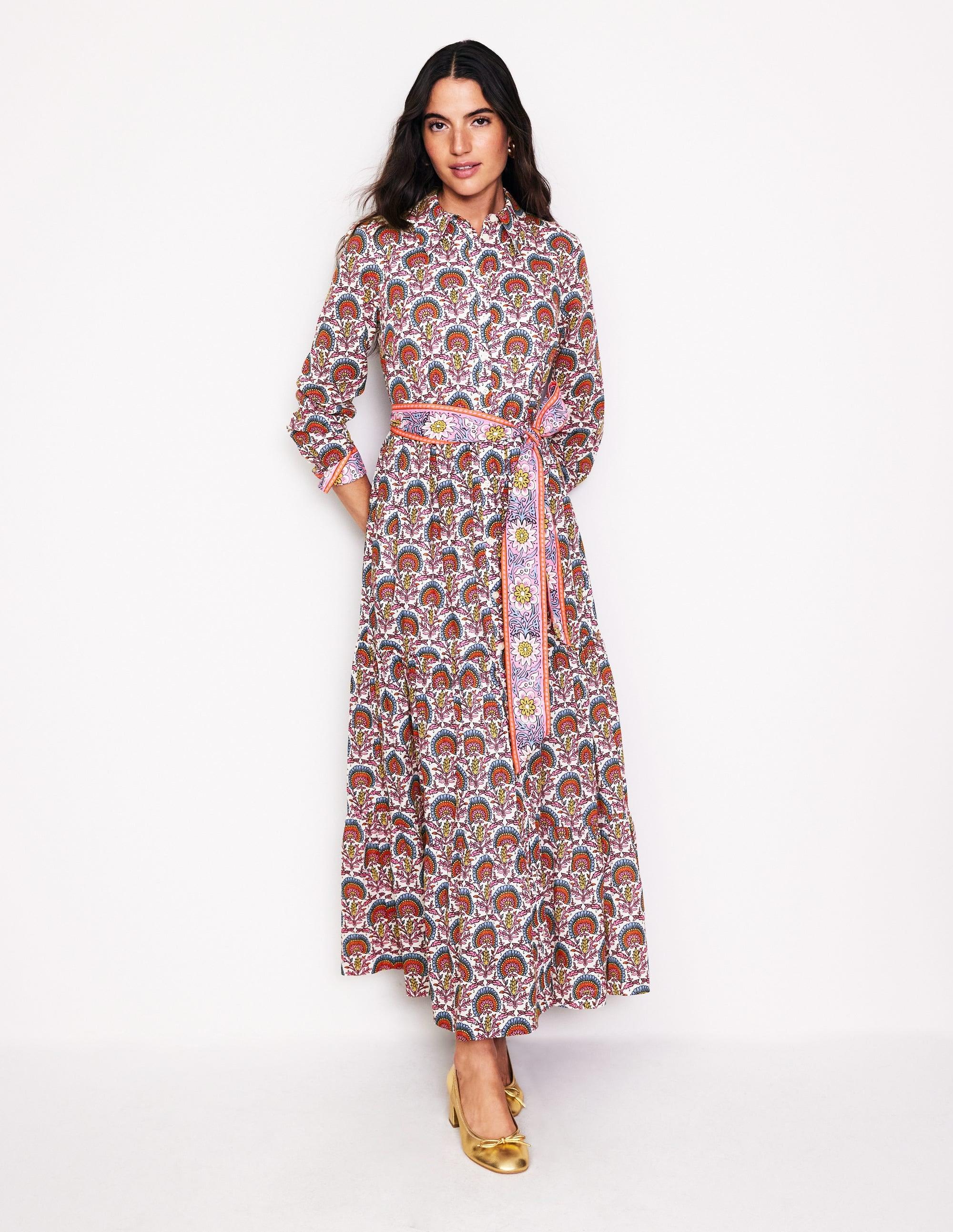 Boden Flo Cotton Midi Shirt Dresspassion Bud in Pink | Lyst