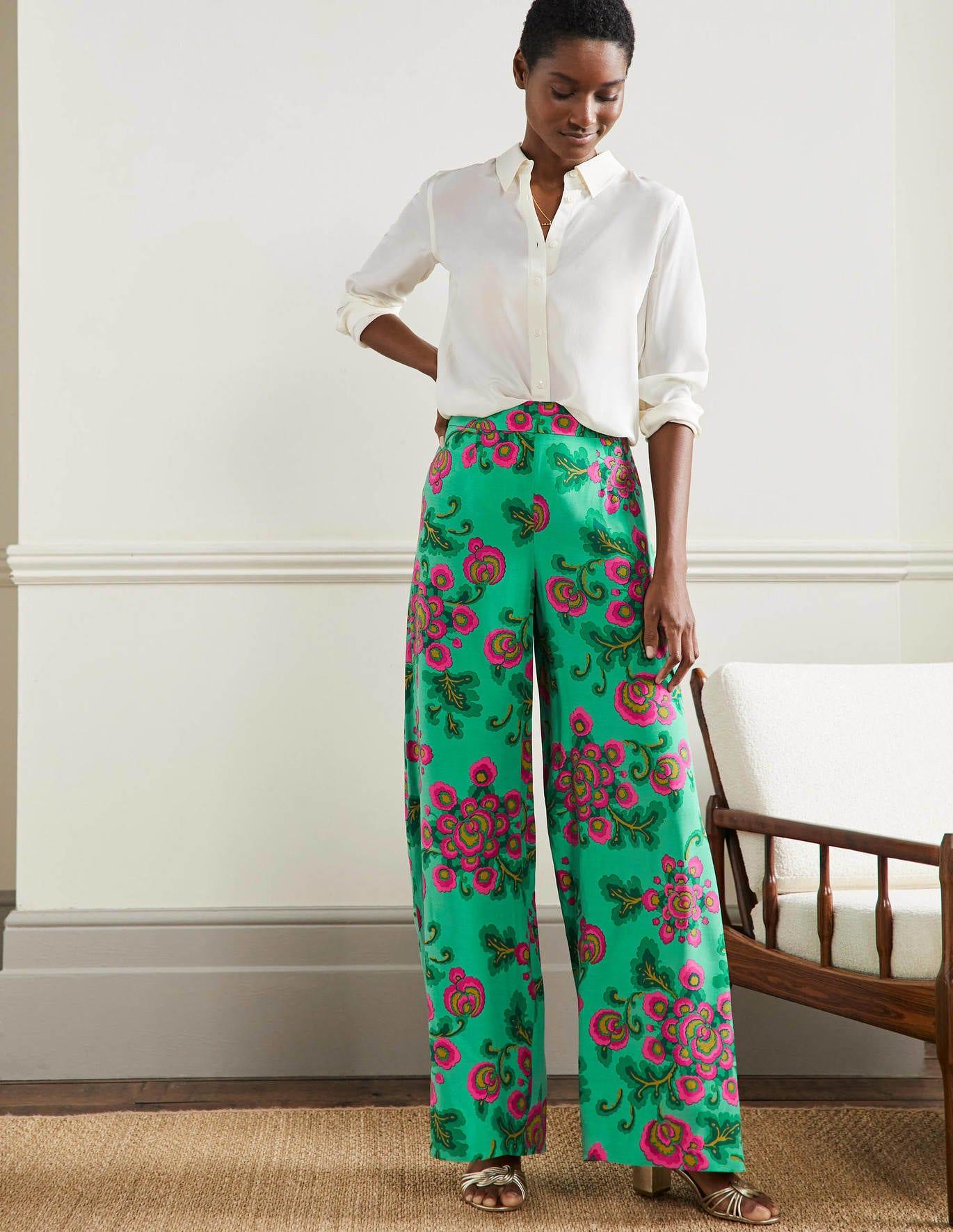 Boden Zoe Wide Leg Palazzo Trousers Green | Lyst