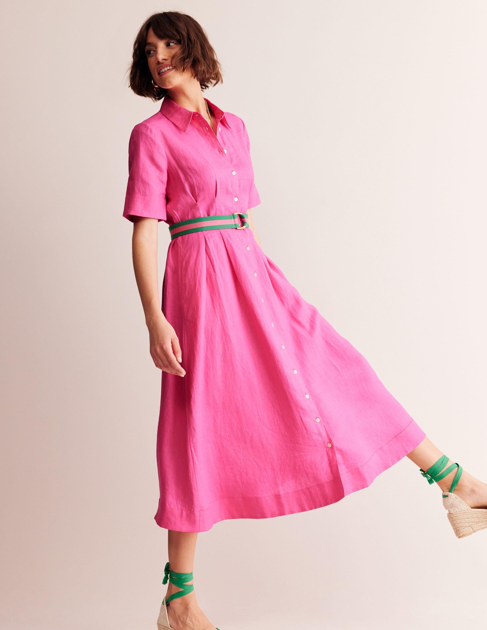 Boden Louise Linen Midi Shirt Dresssangria Sunset in Pink | Lyst Boden Louise Linen Midi Shirt Dresssangria Sunset in Pink | Lyst