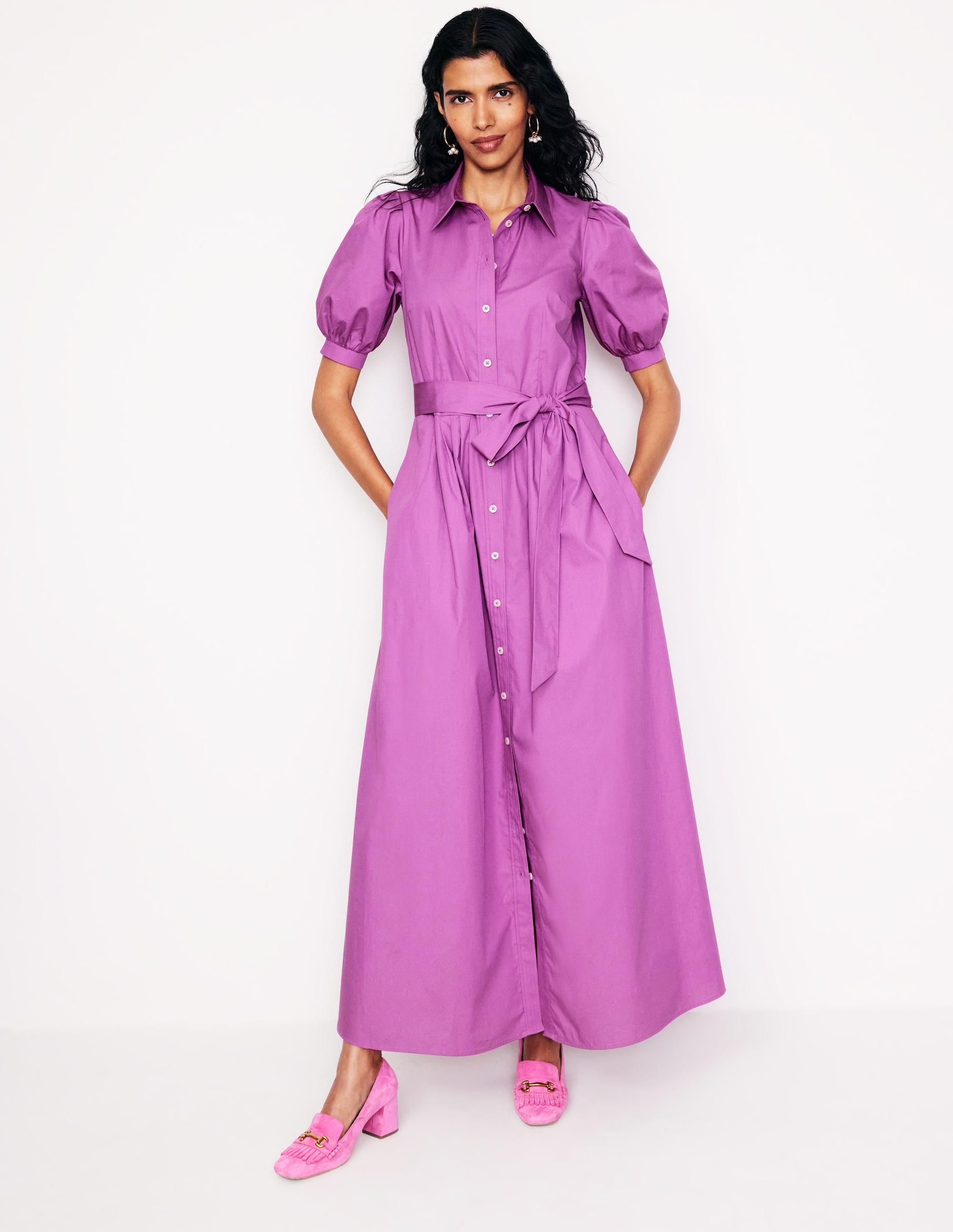 chinese dress ladies Alexa Linen Maxi Shirt Dress-Grey Blue Chambray