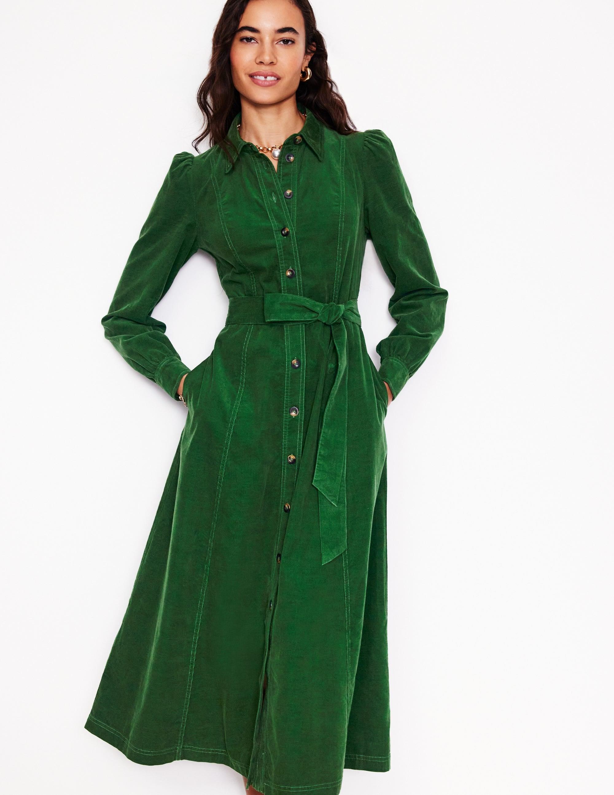 Boden Aubrey Cord Midi Shirt Dresseden in Green | Lyst