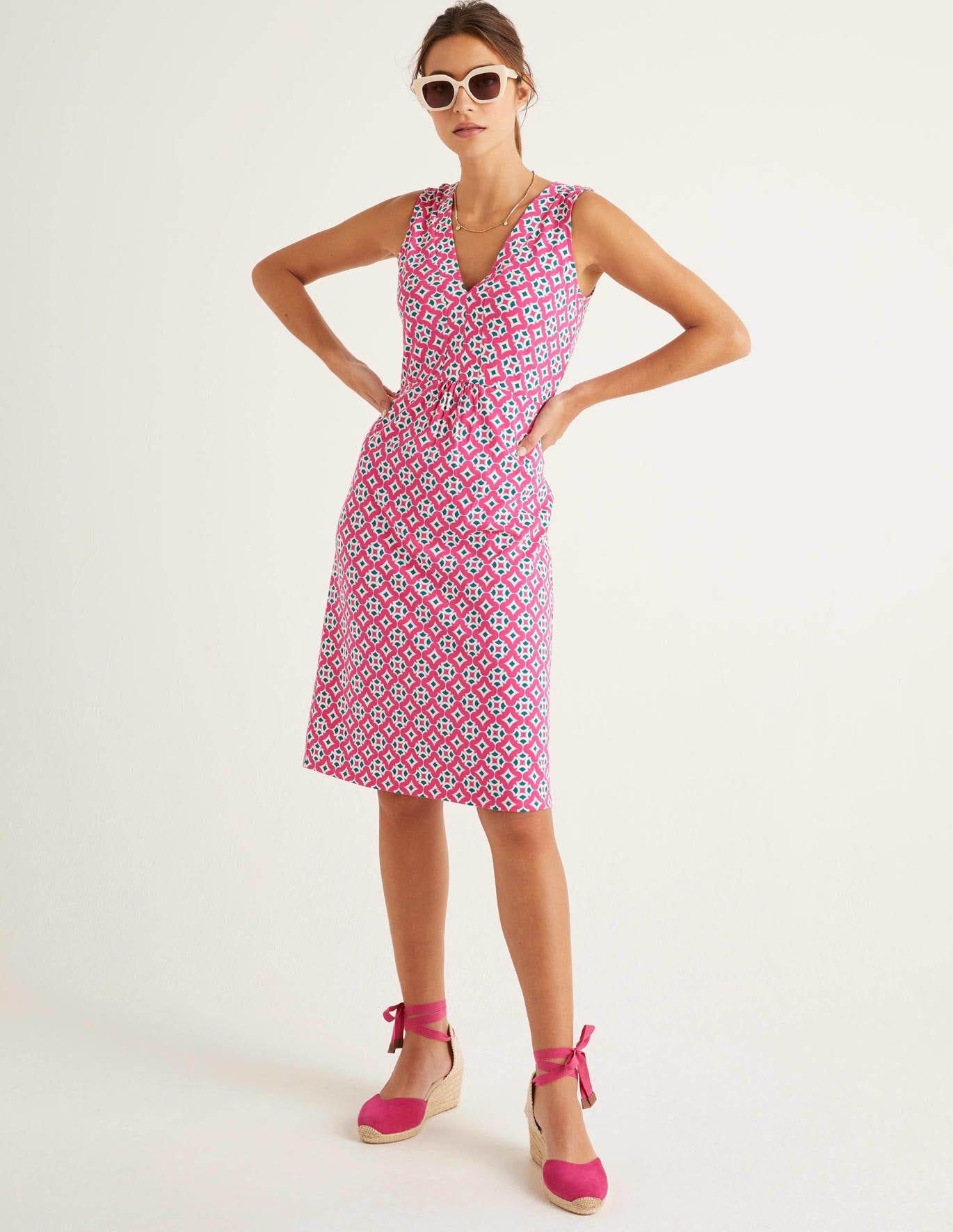 Boden Cotton Eden Jersey Dress Party , Diamond Drop in Pink Lyst