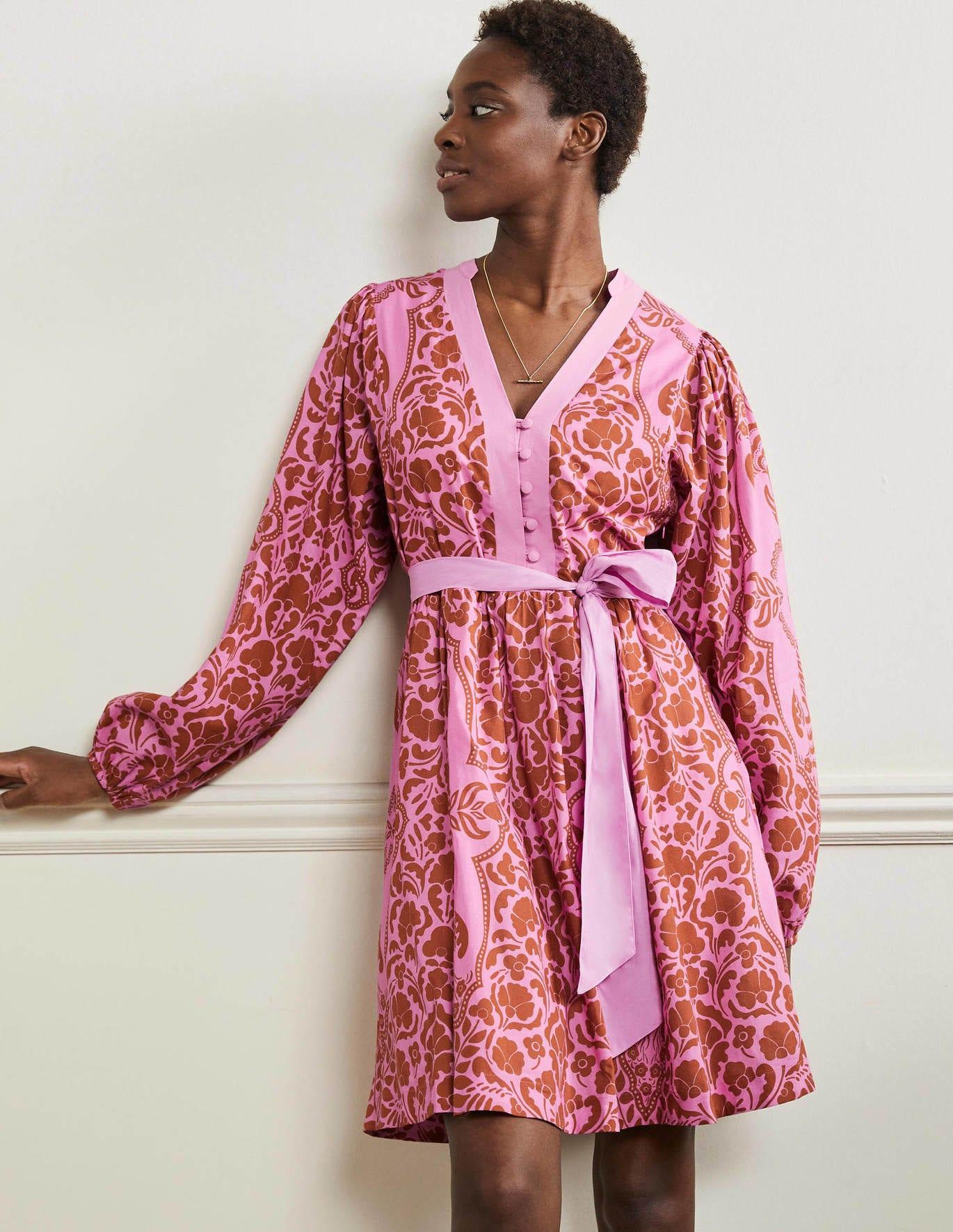 Boden Notch Neck Cotton Dress Orchid 