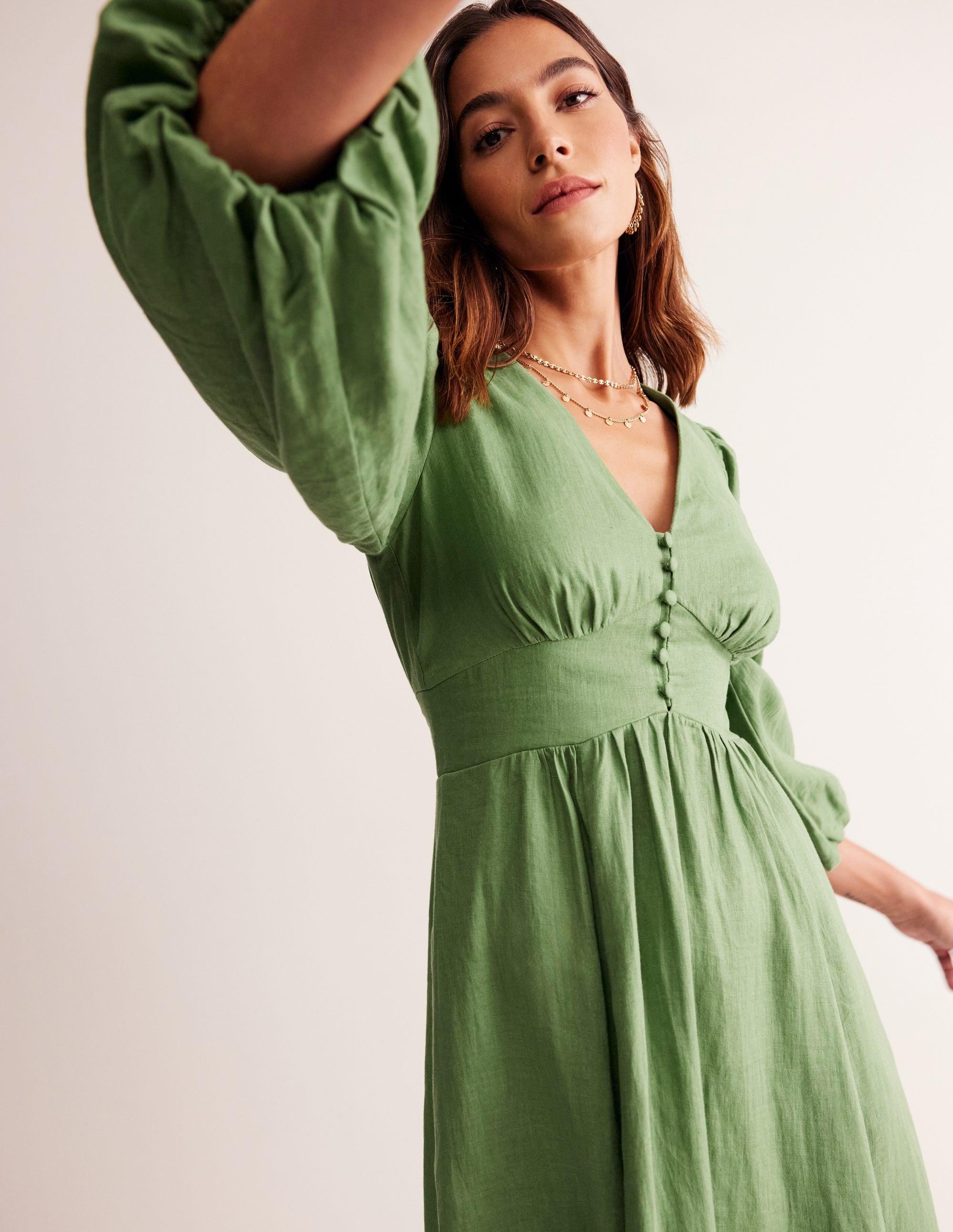 Boden Lola Blouson Maxi Dress in Green | Lyst UK