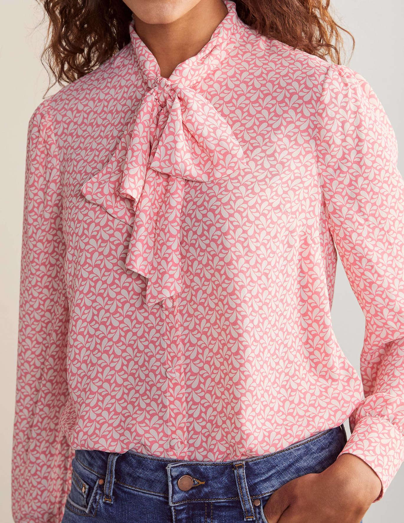 Boden Dora Tie Neck Blouse Azalea, Splash in Pink - Lyst