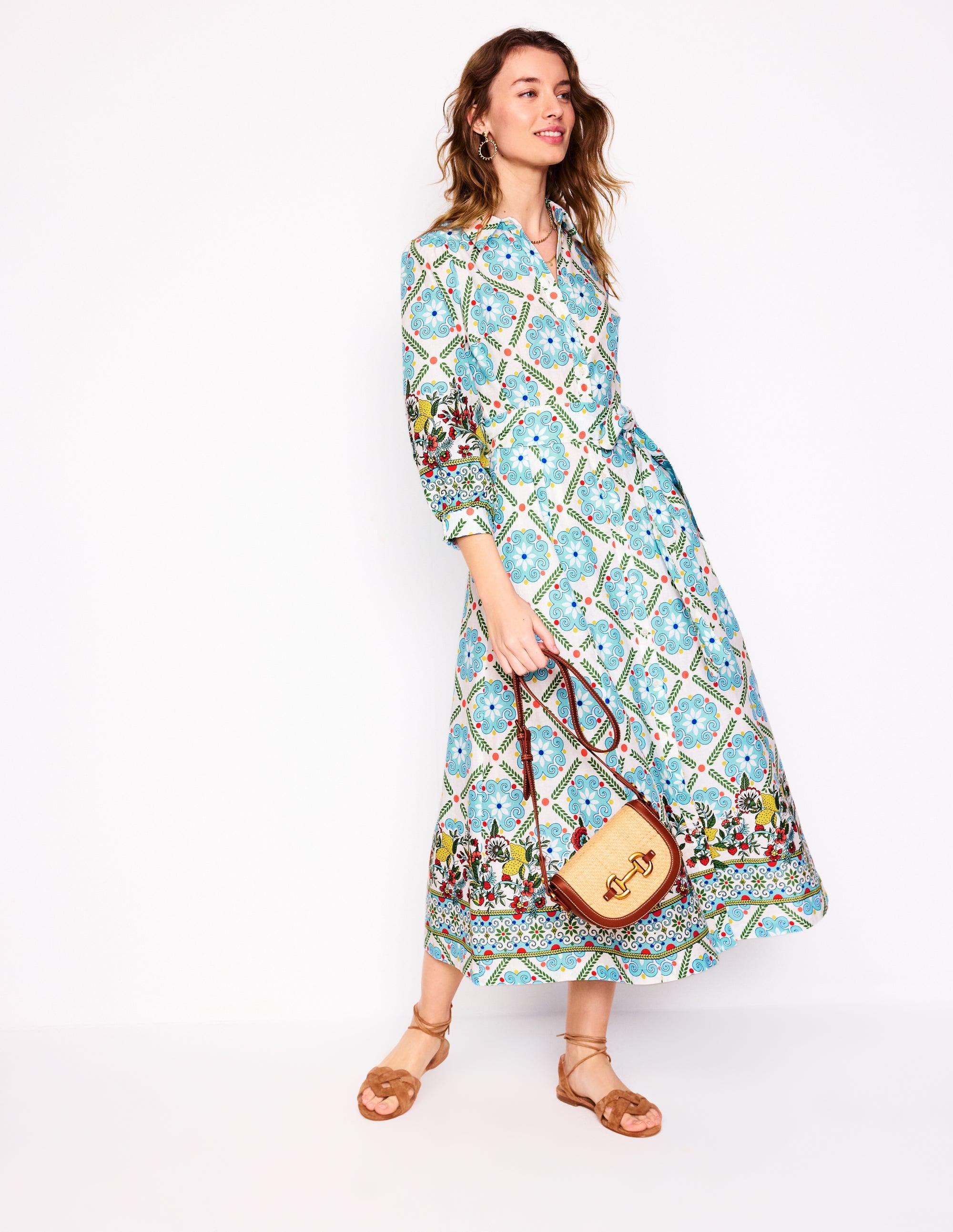 knee length dresses for ladies Belinda Linen Shirt Dress-Pink Parfait main image 1