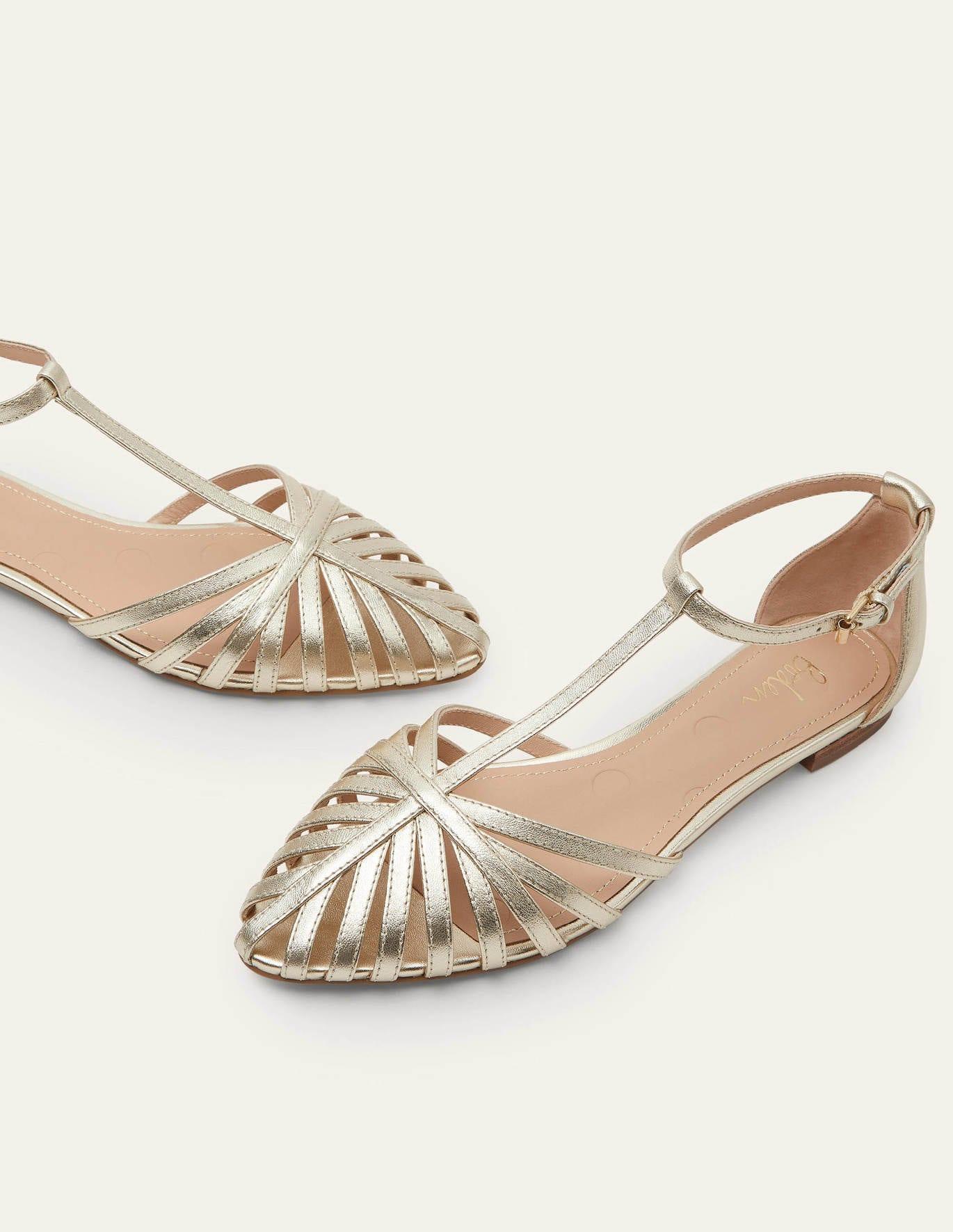 Boden Tess Cage Flat Sandals Pale Metallic | Lyst
