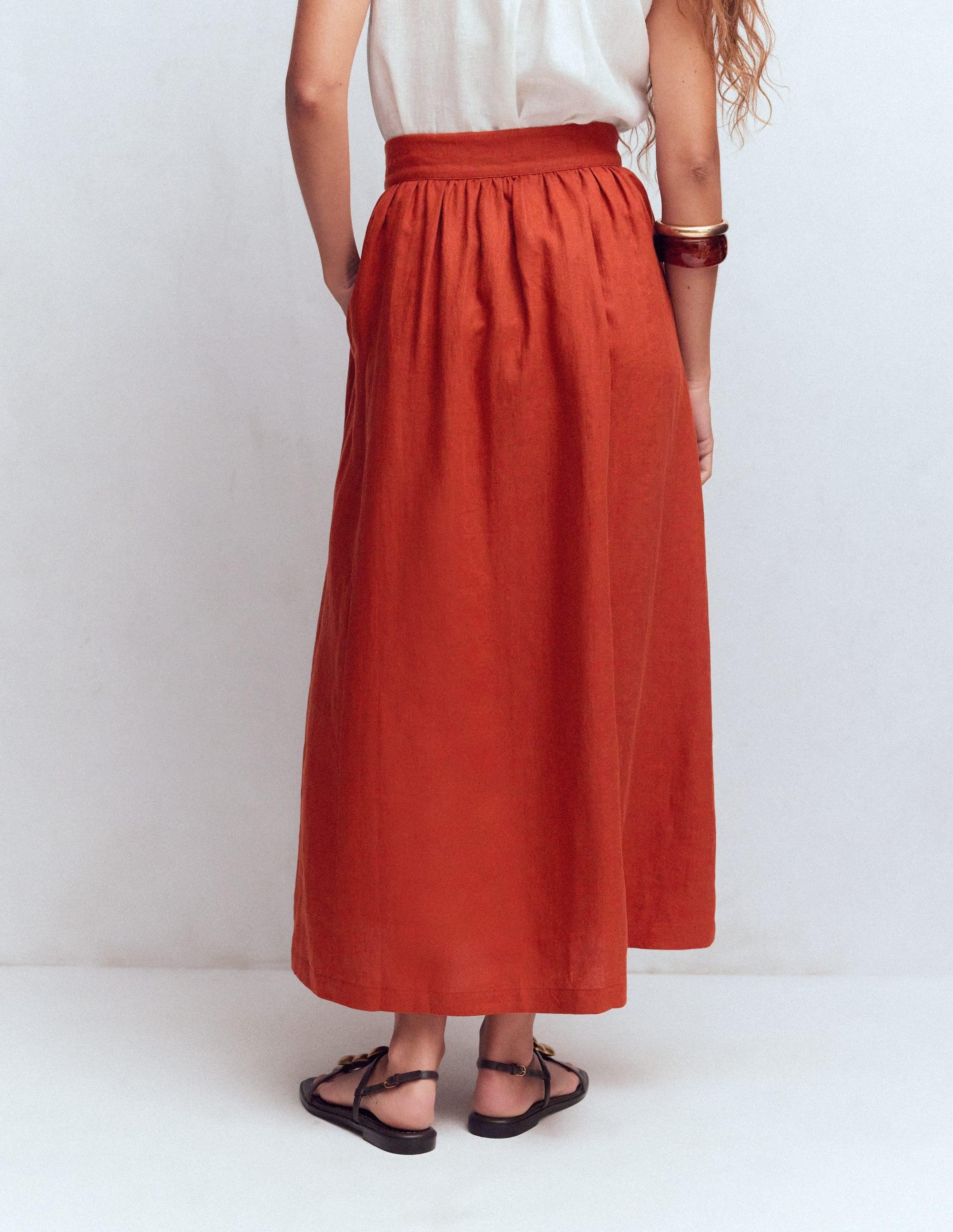 Jupe Boden Marron Doublée De Perles - Taille 14 - Longueur Genou - Occasion Très Bon état