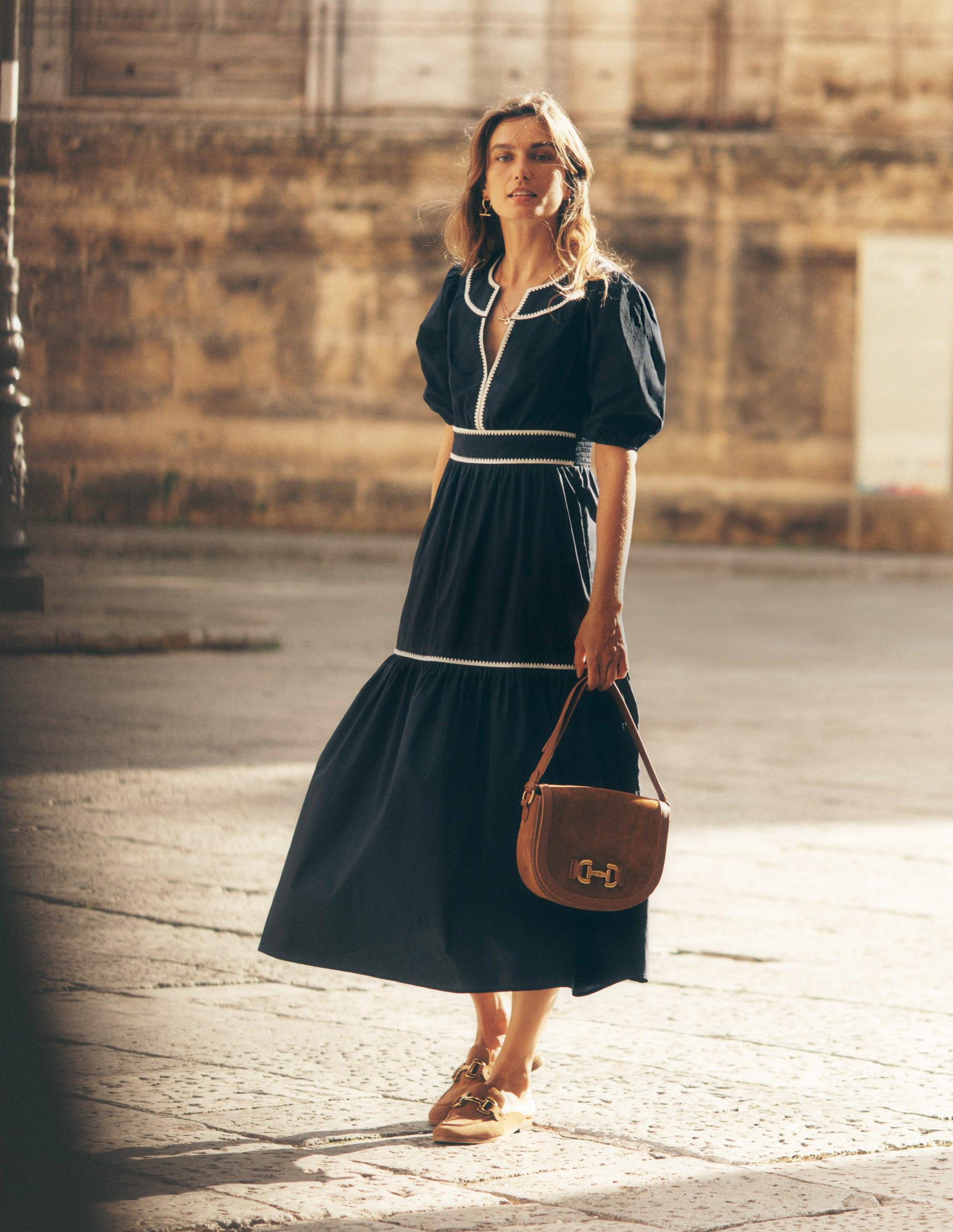 Boden Rhea Embroidered Midi Dress in Blue | Lyst UK