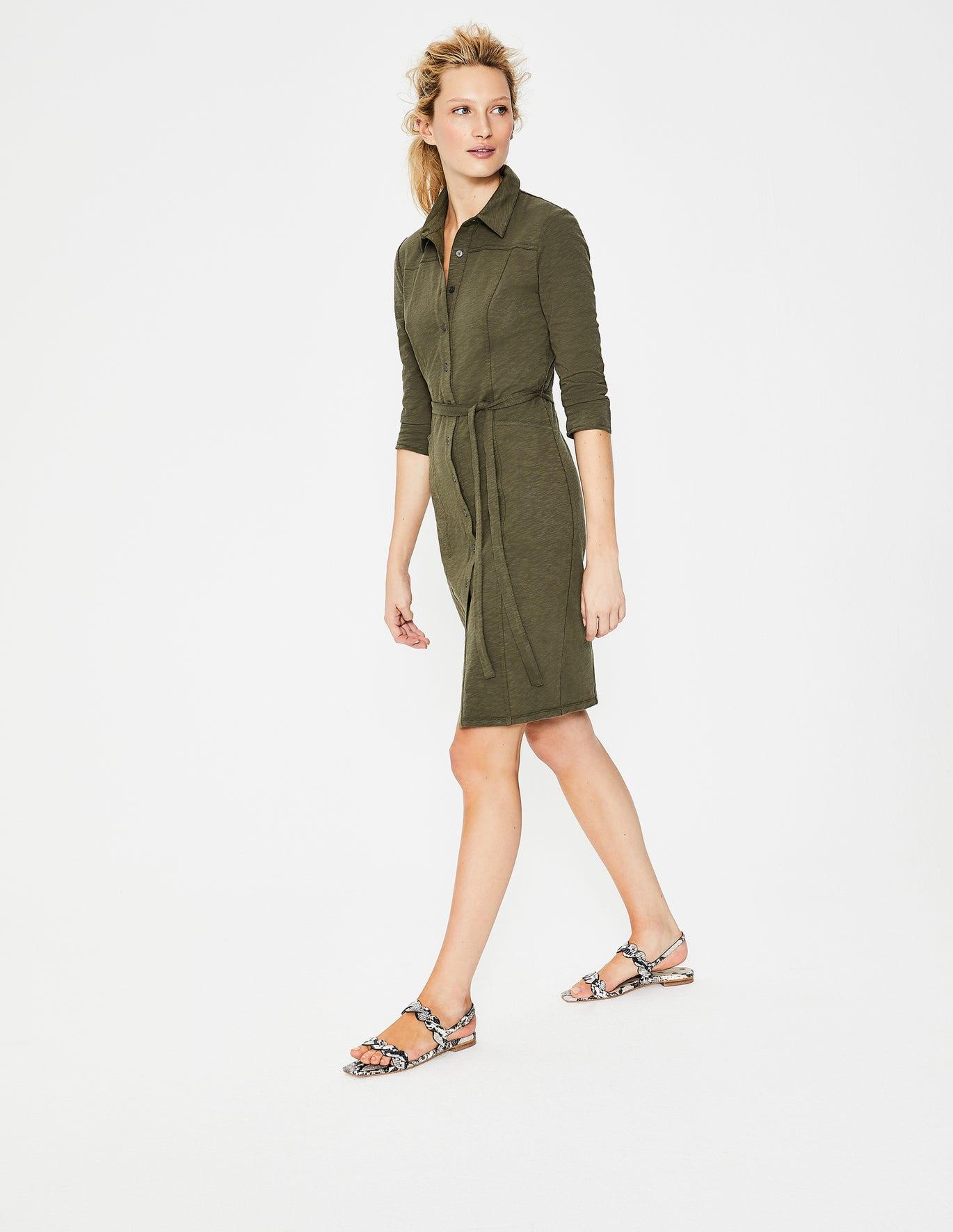 Boden Cotton Tara Jersey Shirt Dress Classic Khaki in Green - Lyst