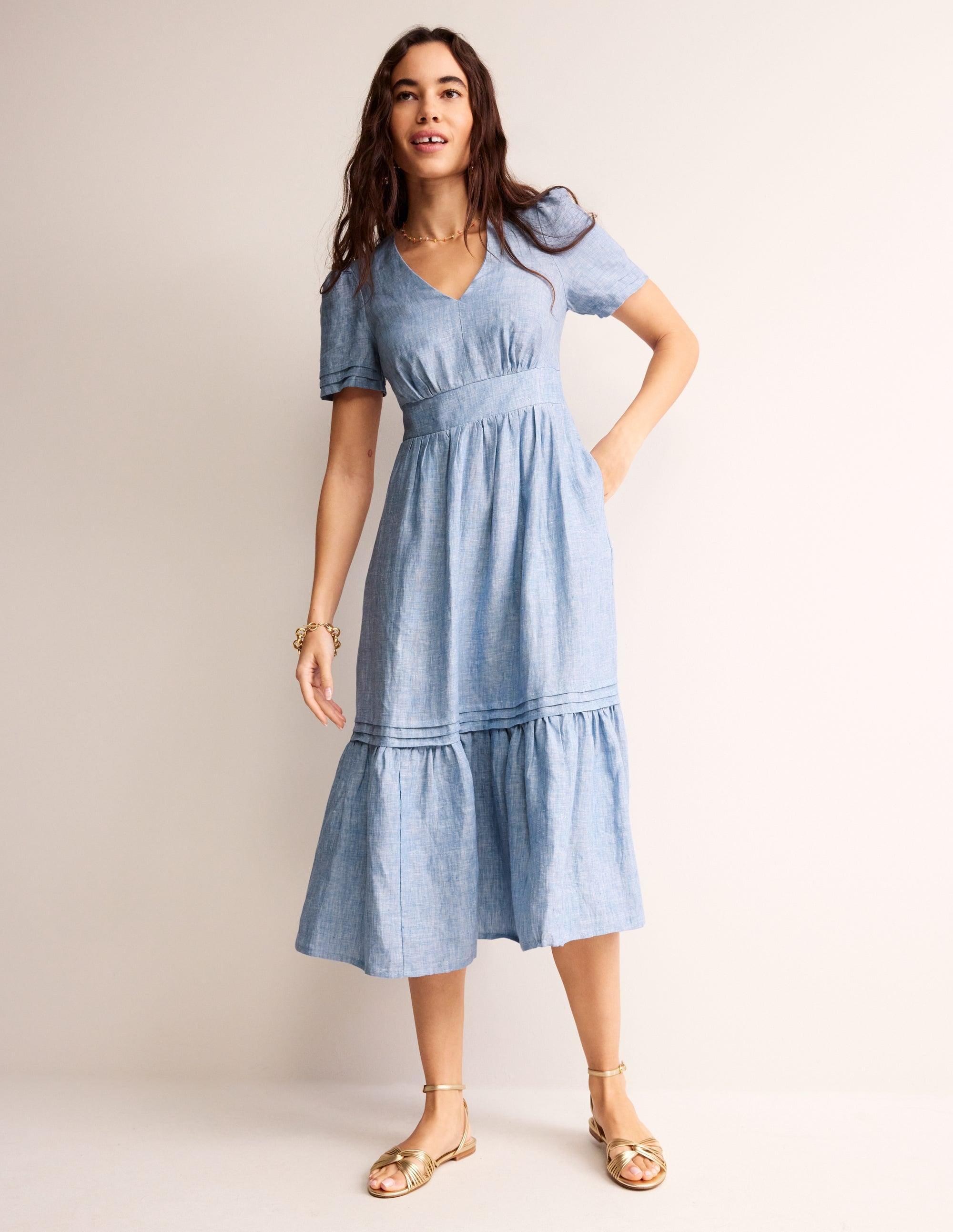 chinese dress ladies Ada Linen Midi Dress-Black main image 0