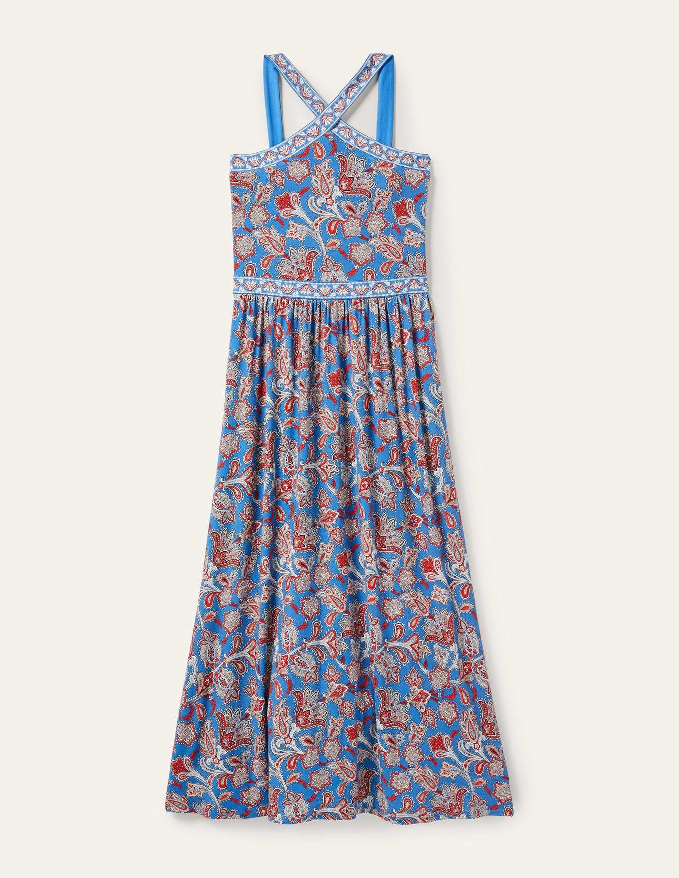 Boden Halterneck Jersey Maxi Dress Mosaic in Blue | Lyst