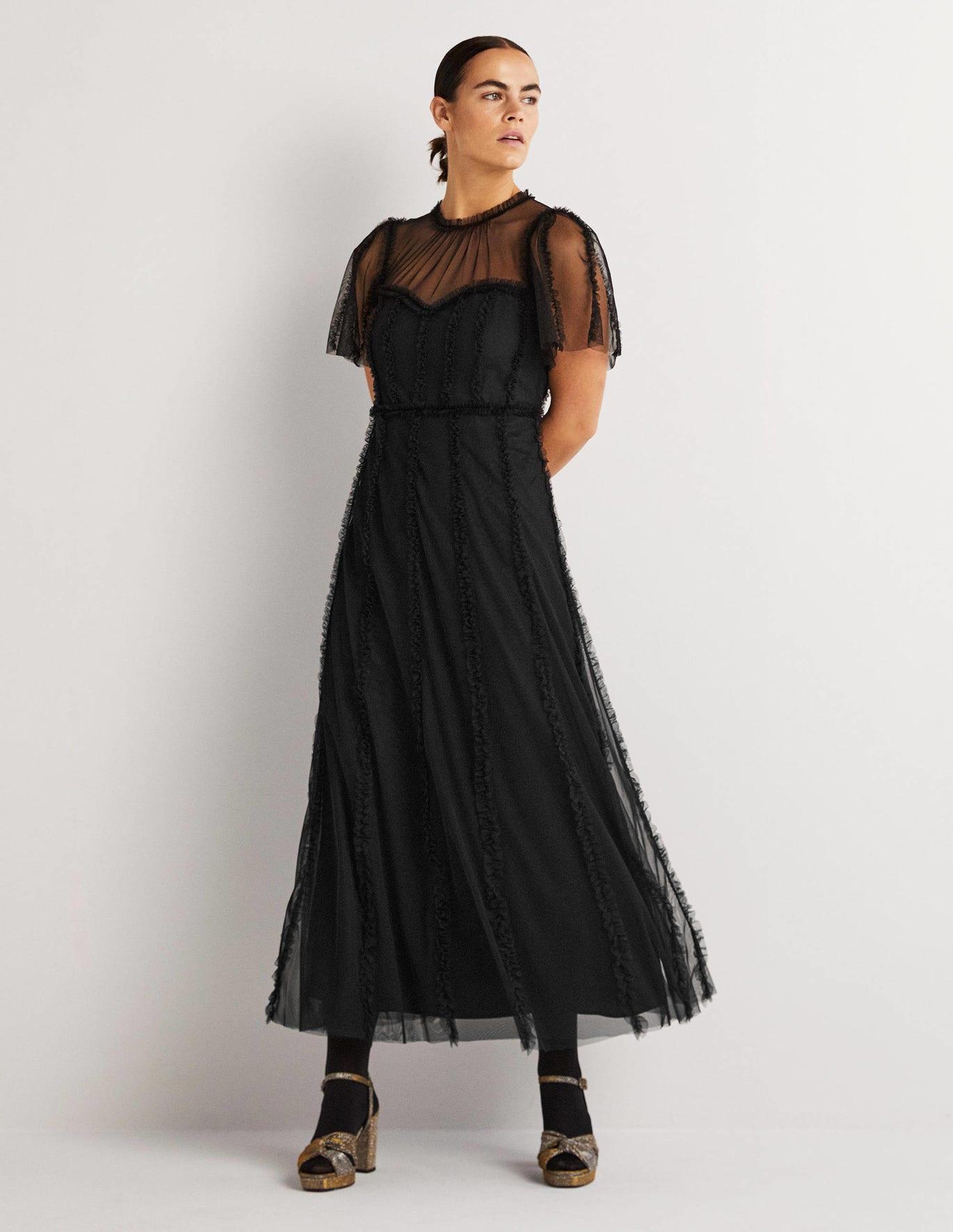 Boden Frill Tulle Maxi Dress in Black Lyst