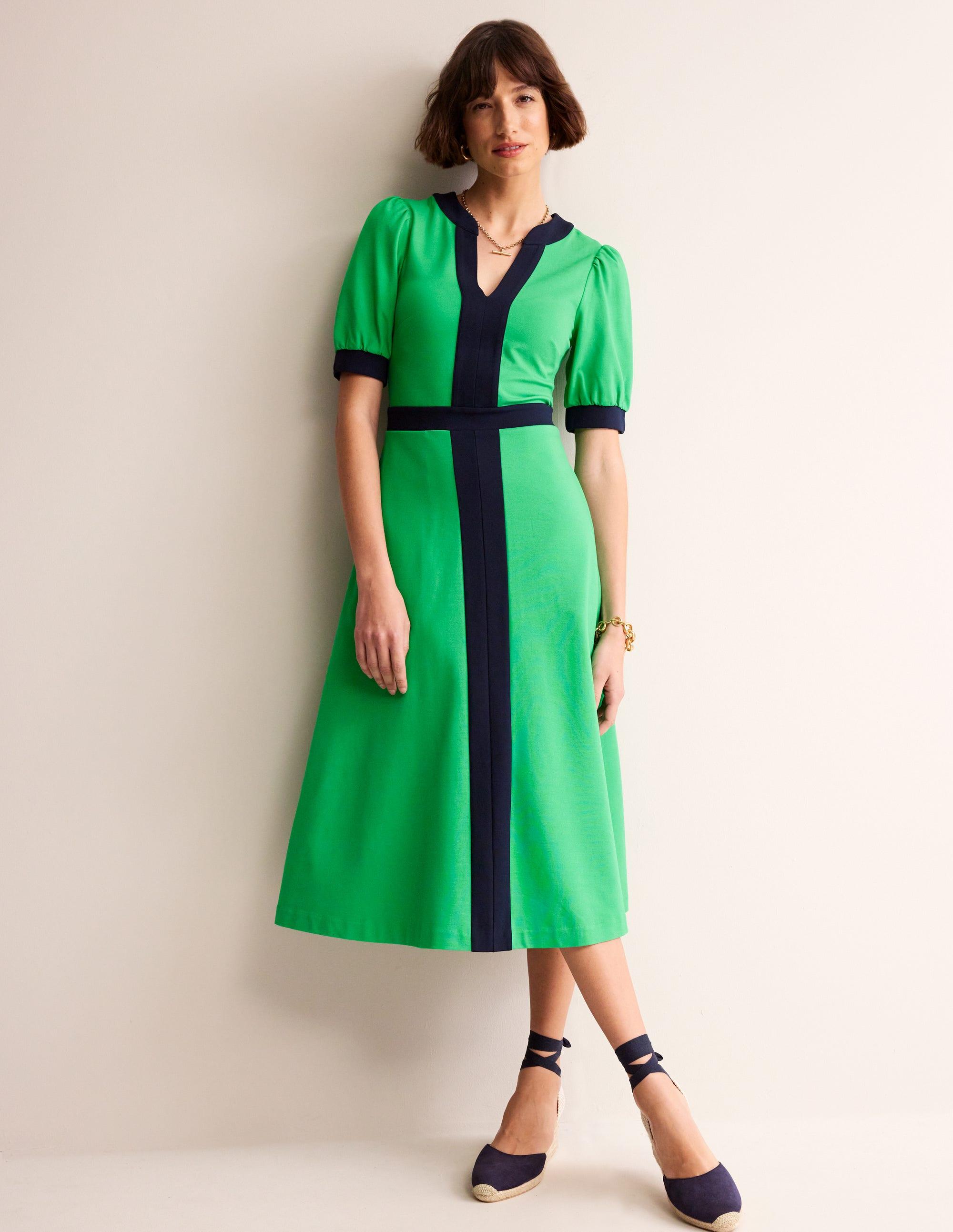 green emerald velvet dress Boden Women's Bridget Ponte Shirt Dress in Green main image 0