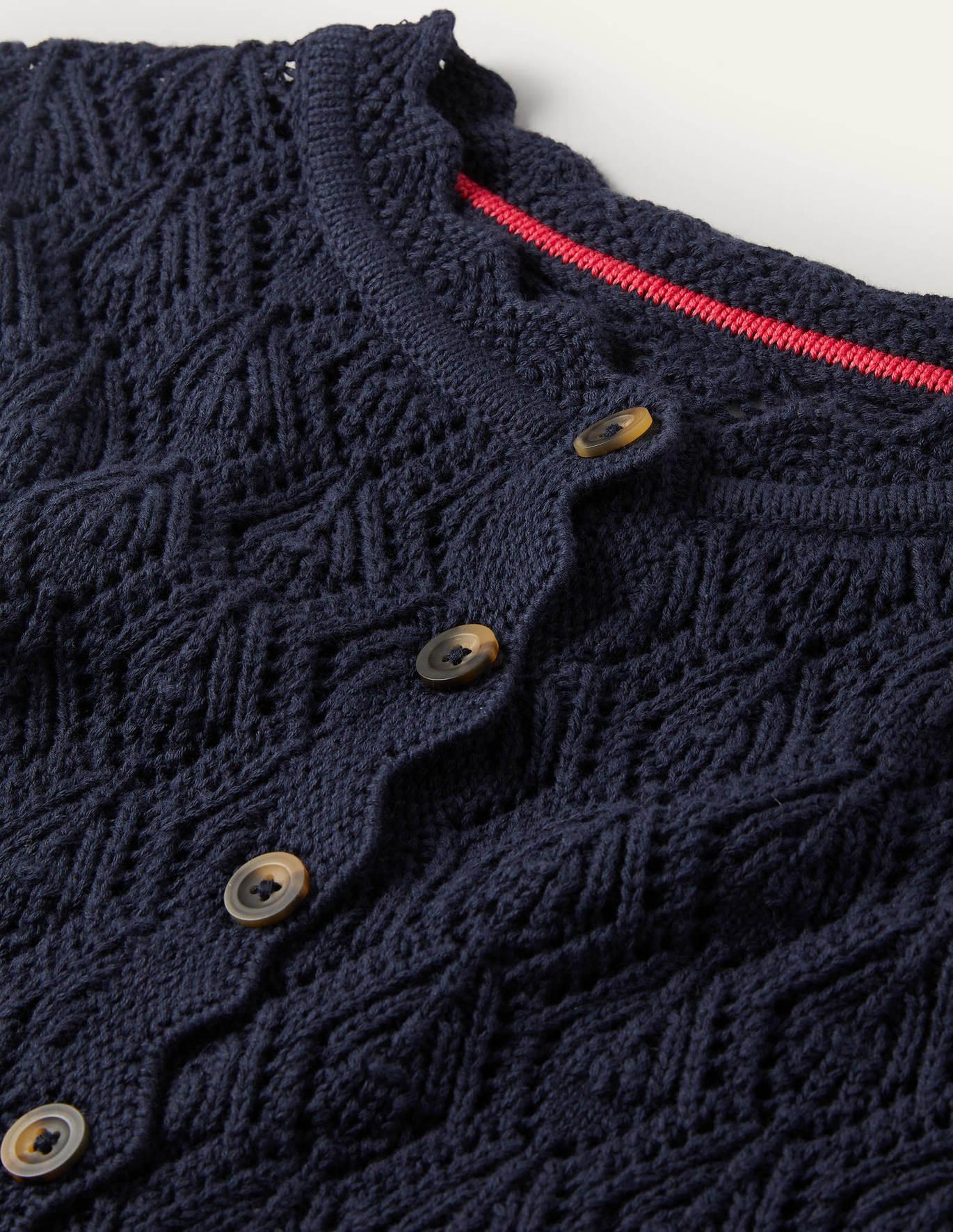 Boden Scallop Crochet Cardigan in Blue 