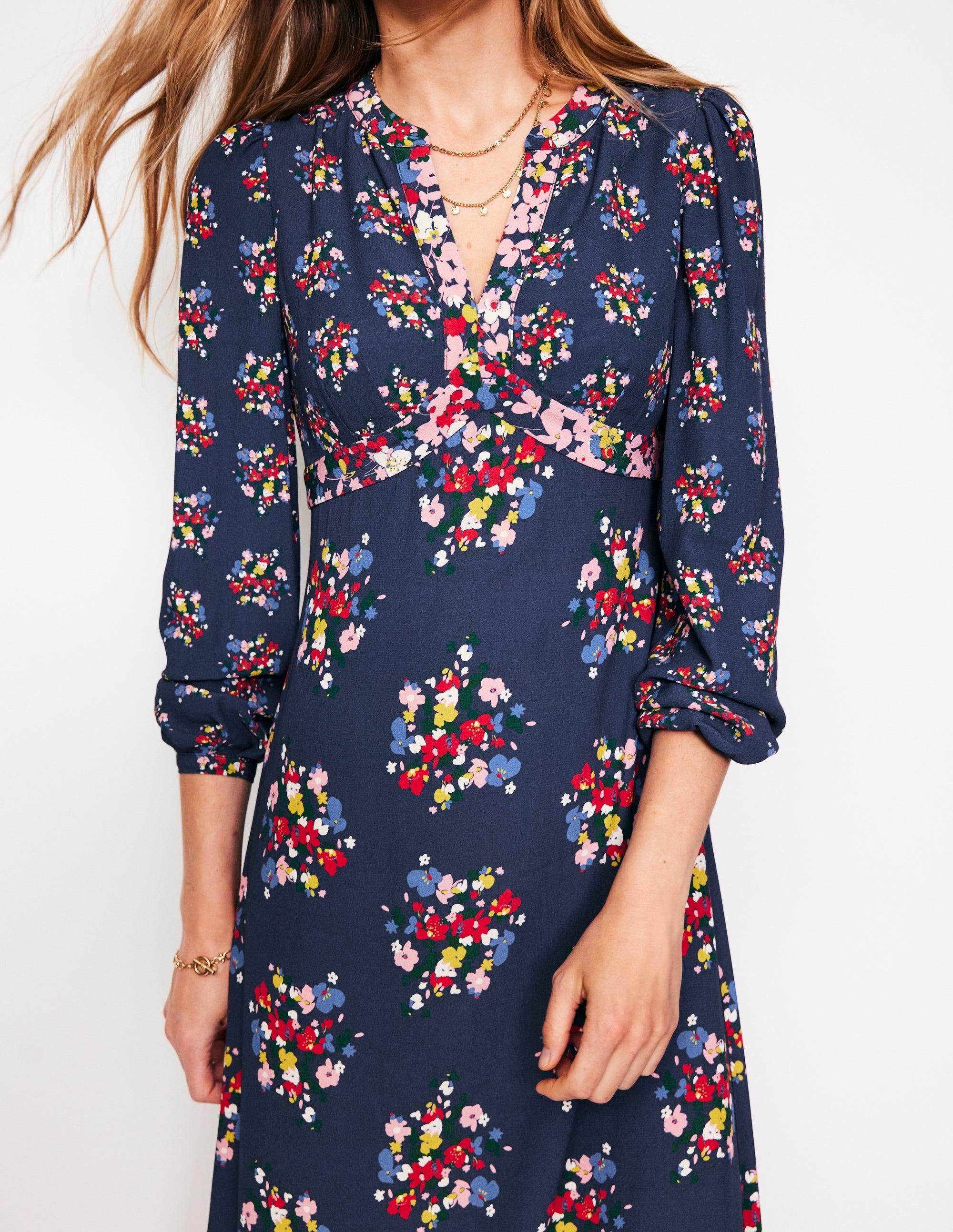 chinese dress ladies Volume Sleeve Midi Dress-Poppy Red