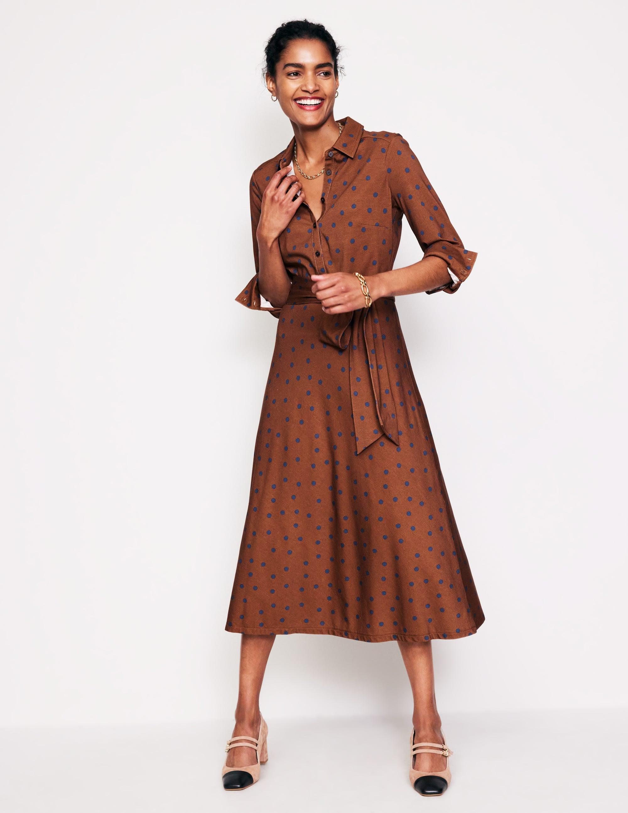 Boden Laura Jersey Midi Shirt Dress Autumn, Sparse Spot in Green | Lyst
