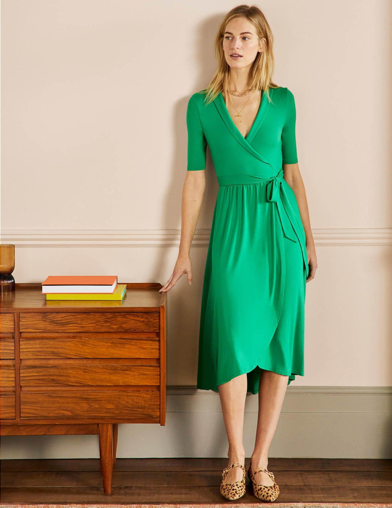 Boden Lavinia Jersey Wrap Dress Rich Emerald , Rich Emerald in Green | Lyst