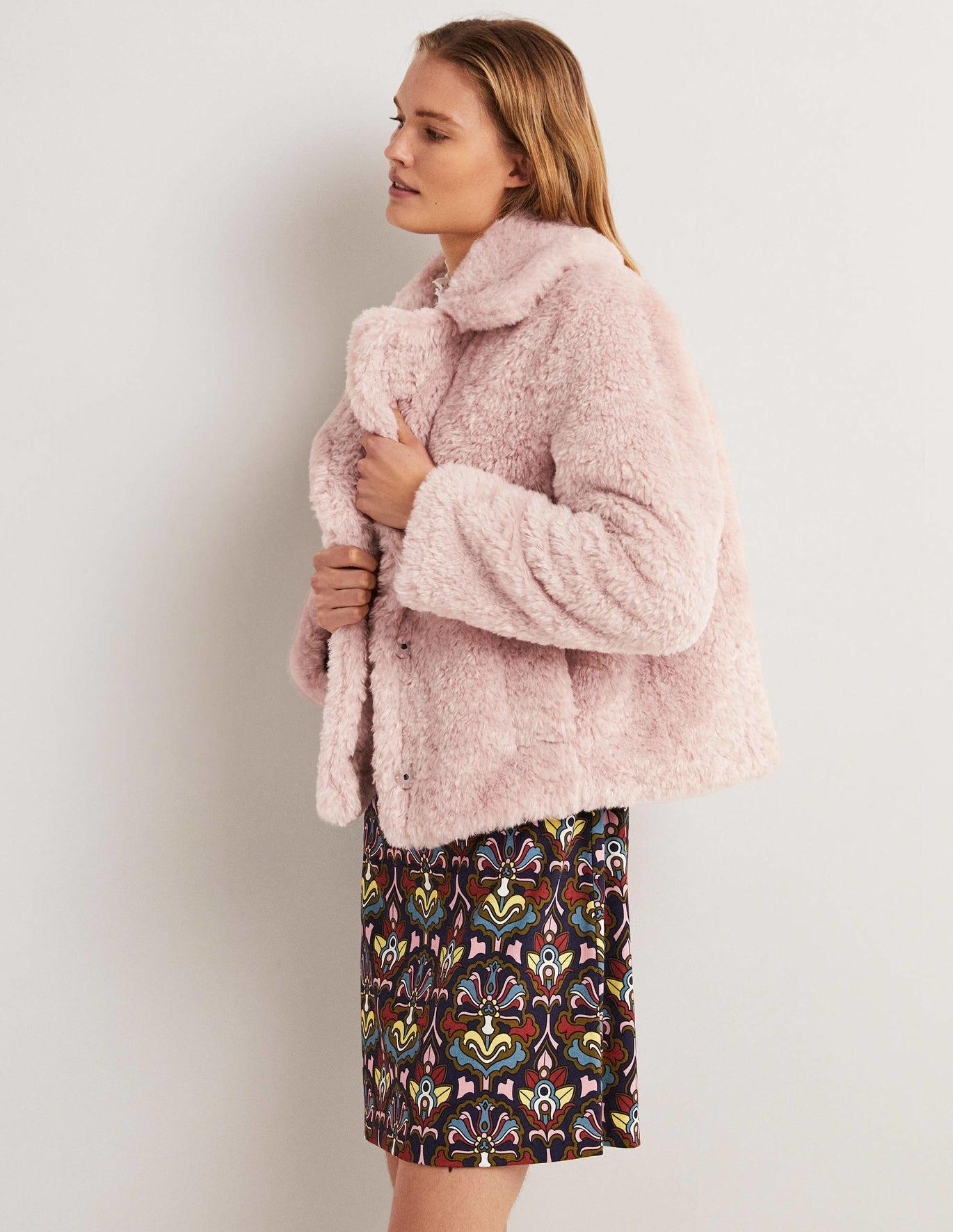 Boden Fur Jacket in Pink | Lyst