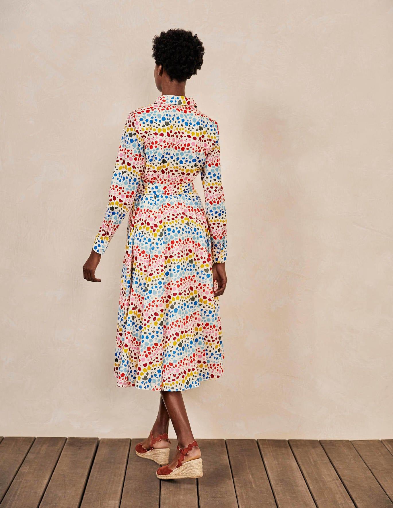 knee length dresses for ladies The Ultimate Onyeka Spotty African Print Shirt Dress Tie Belt Ankara C –  Dovetailed main image 0