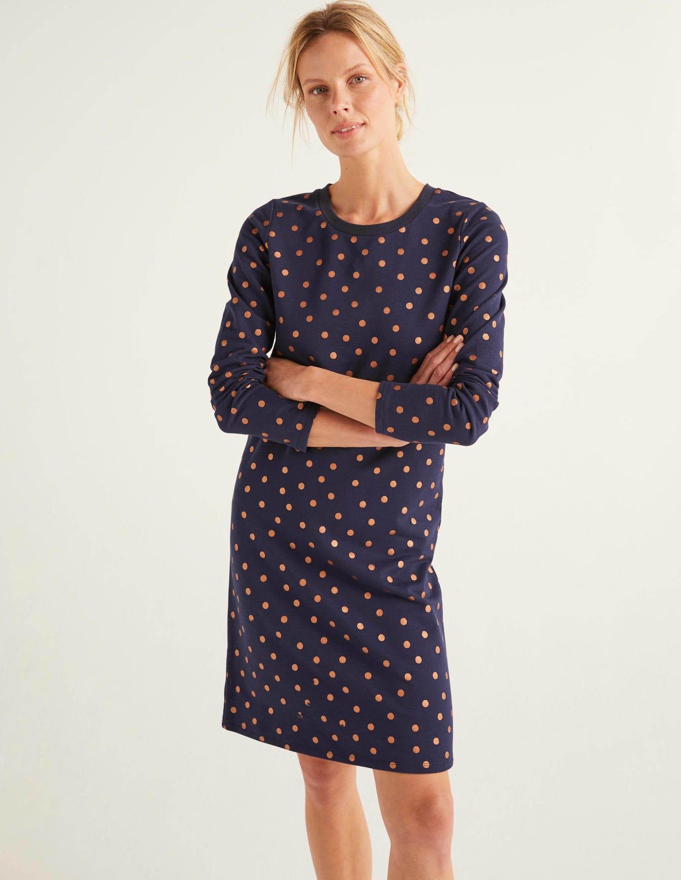 Boden Cotton Sweatshirt Dress , Scattered Dot Small in Navy (Blue) Lyst