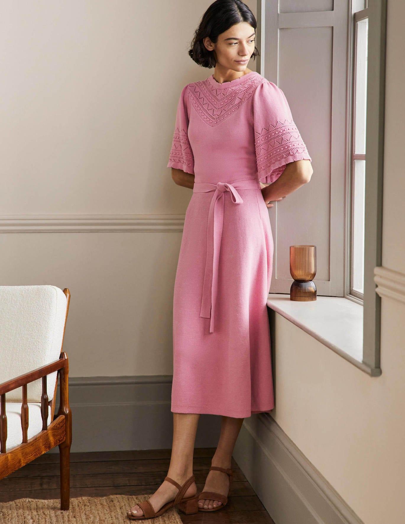 Boden Wide Sleeve Knitted Dress Formica in Pink | Lyst