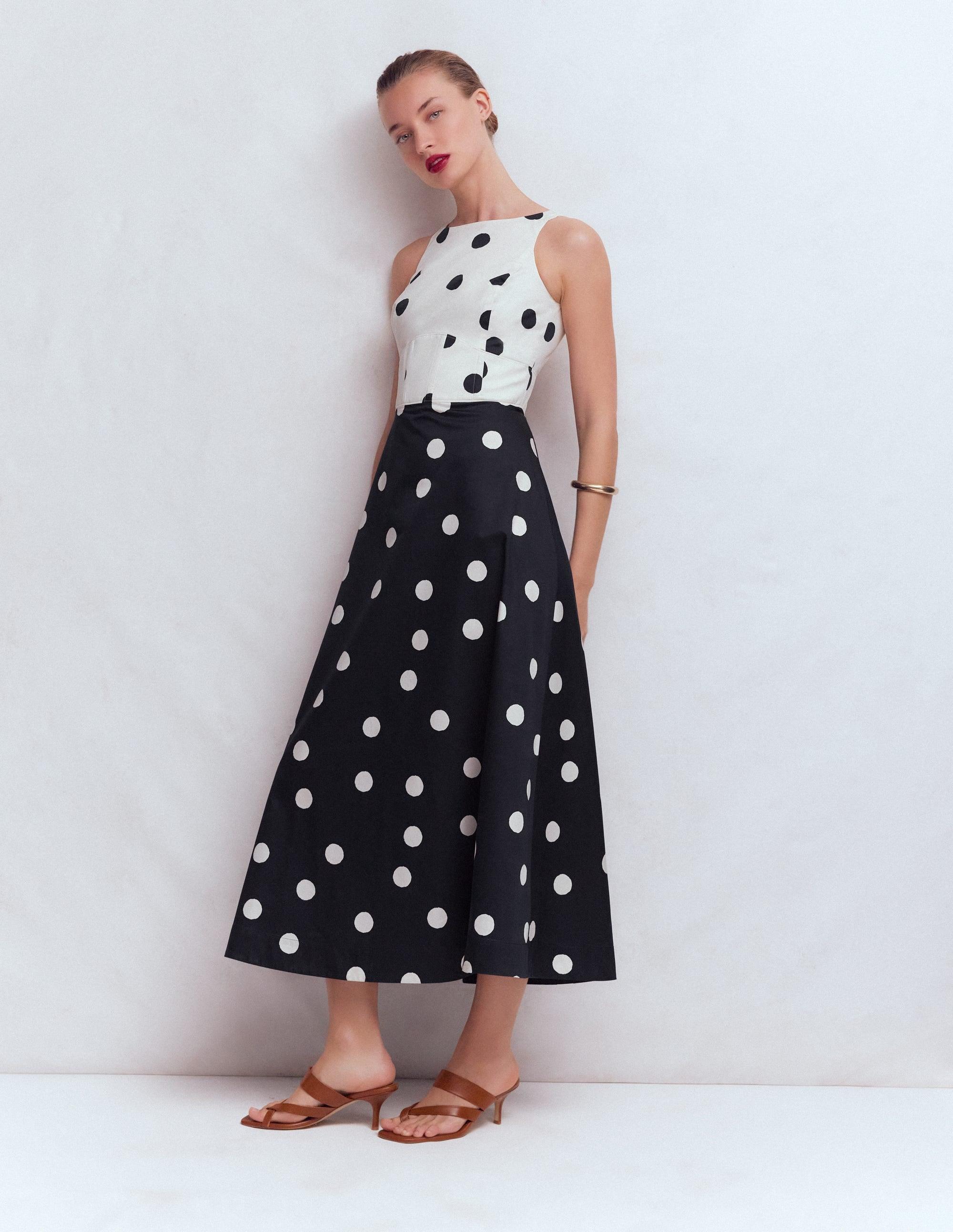 slim fit dress slacks Julia Cotton Wrap Midi Dress-Highland Green, Painted Dot main image 1