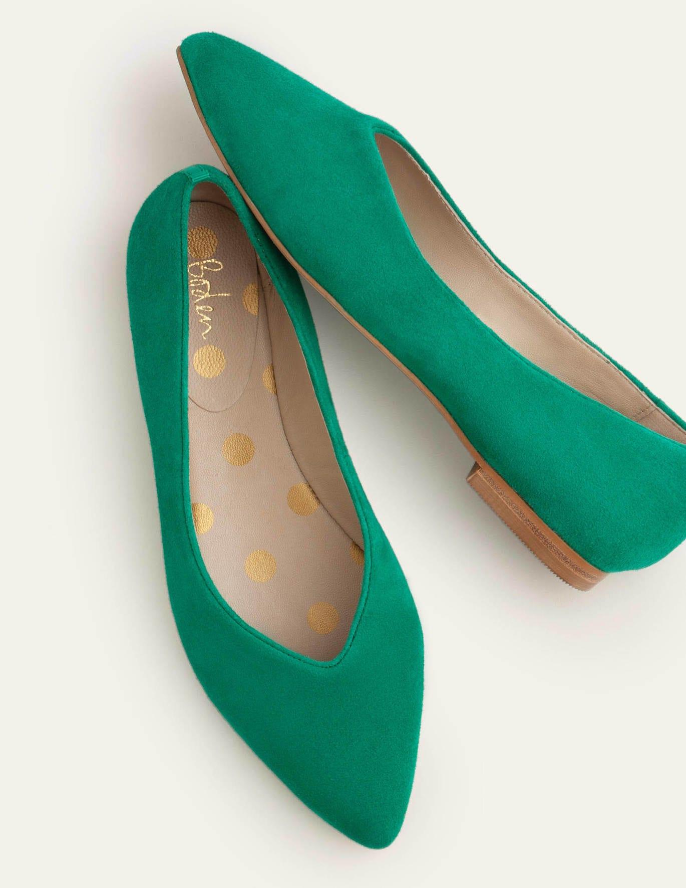 Flat shoes woman heel 1 cm green chamois | Barca Stores