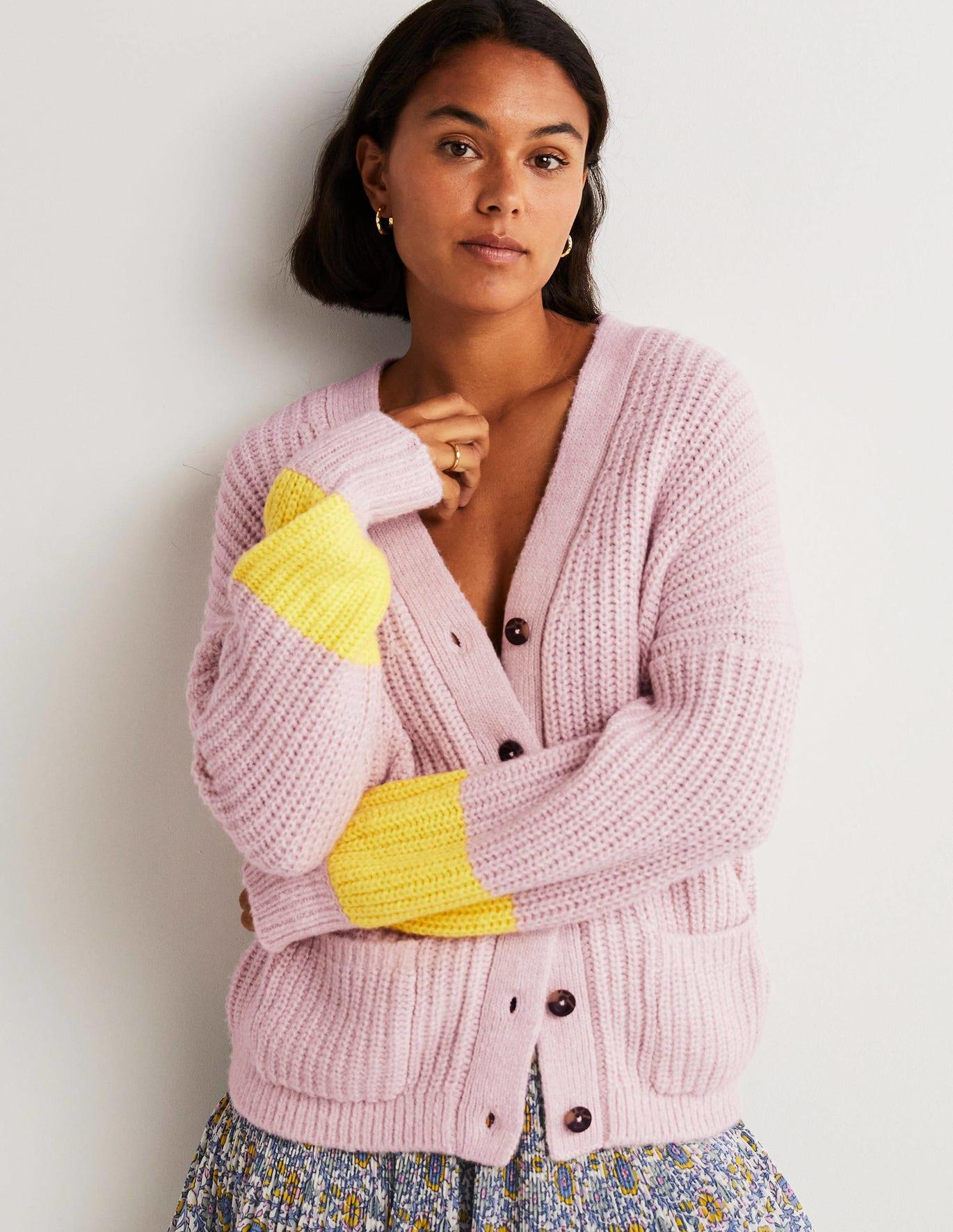 Boden Fluffy Rib Relaxed Cardigan Pink | Lyst