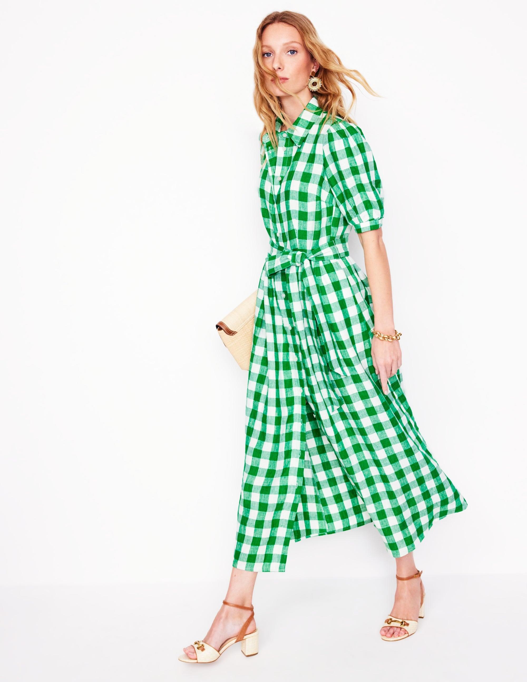 Boden Alexa Linen Maxi Shirt Dress in Green | Lyst