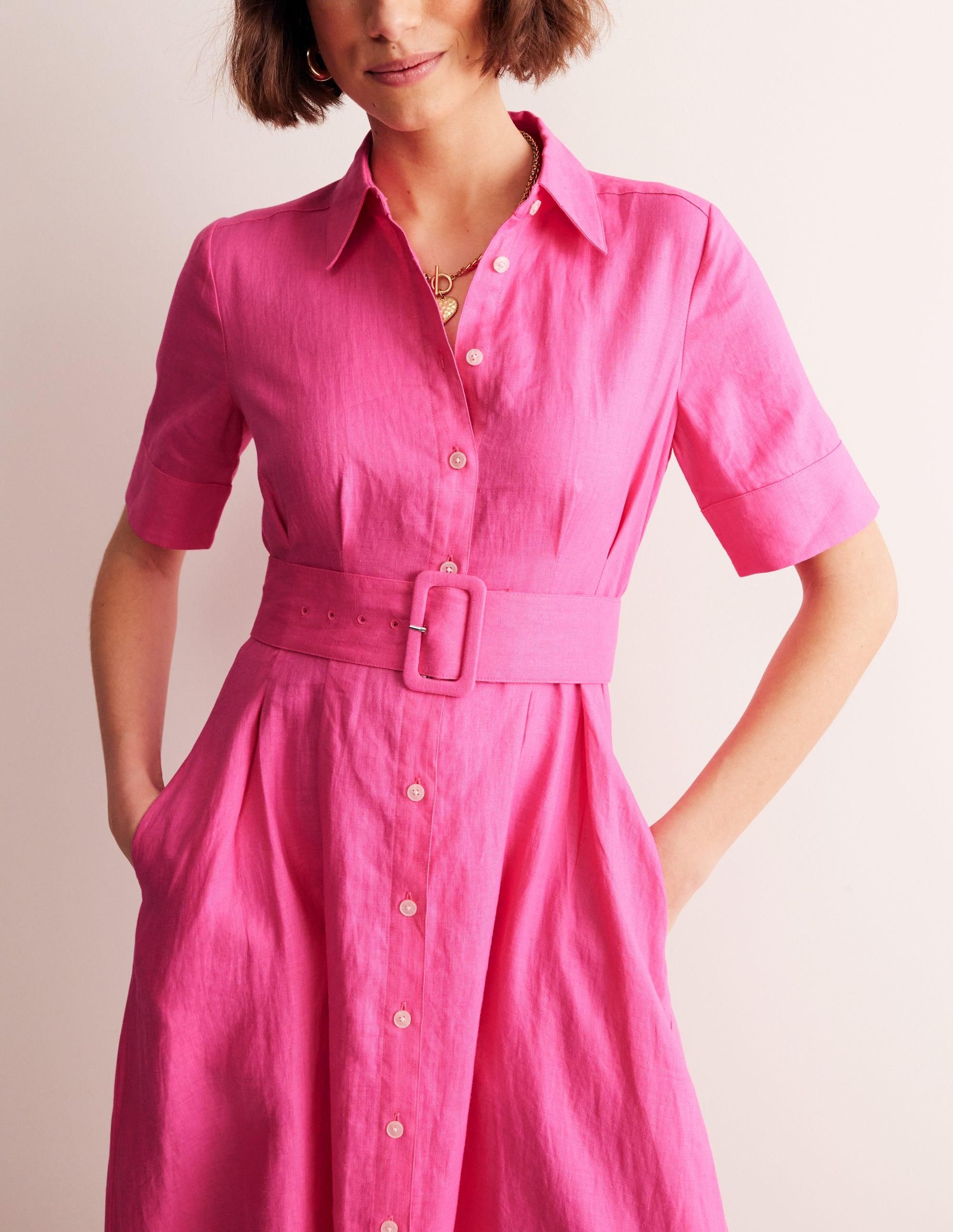 Boden Louise Linen Midi Shirt Dresssangria Sunset in Pink | Lyst Boden Louise Linen Midi Shirt Dresssangria Sunset in Pink | Lyst