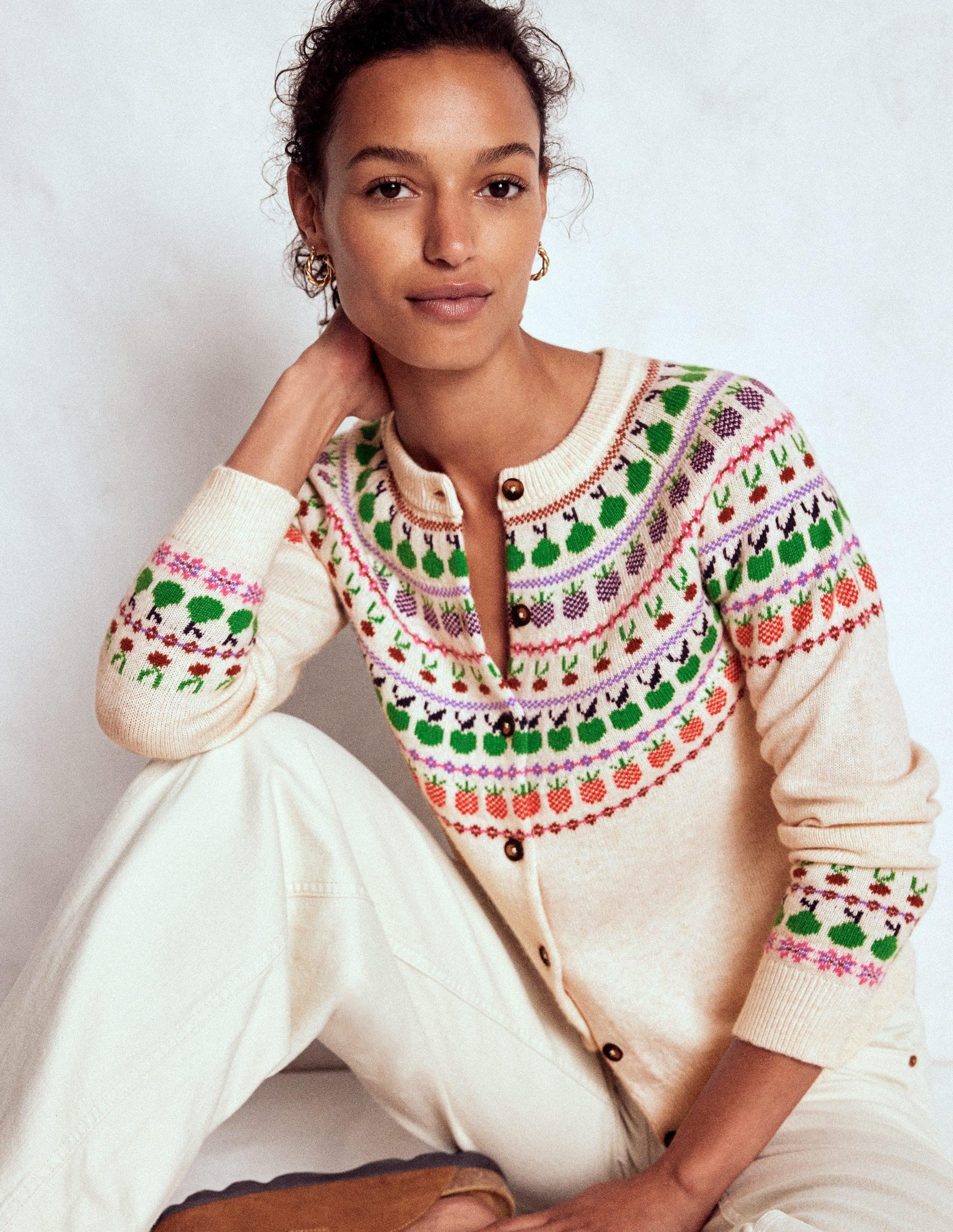 Boden Edie Fair-Isle-Strickjacke- Meliert, Obst in Grün Lyst DE