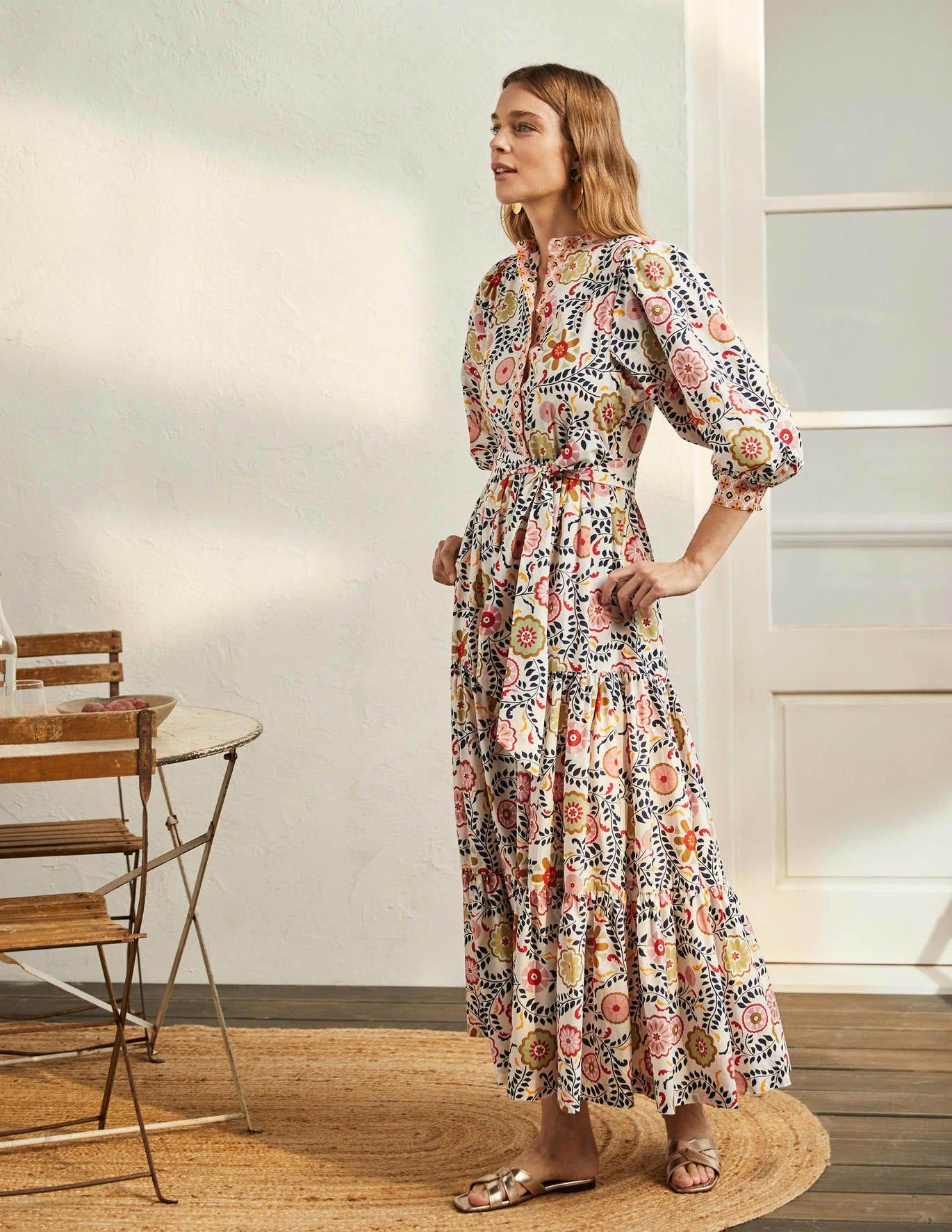 Boden Ava Tiered Maxi Dress in White | Lyst