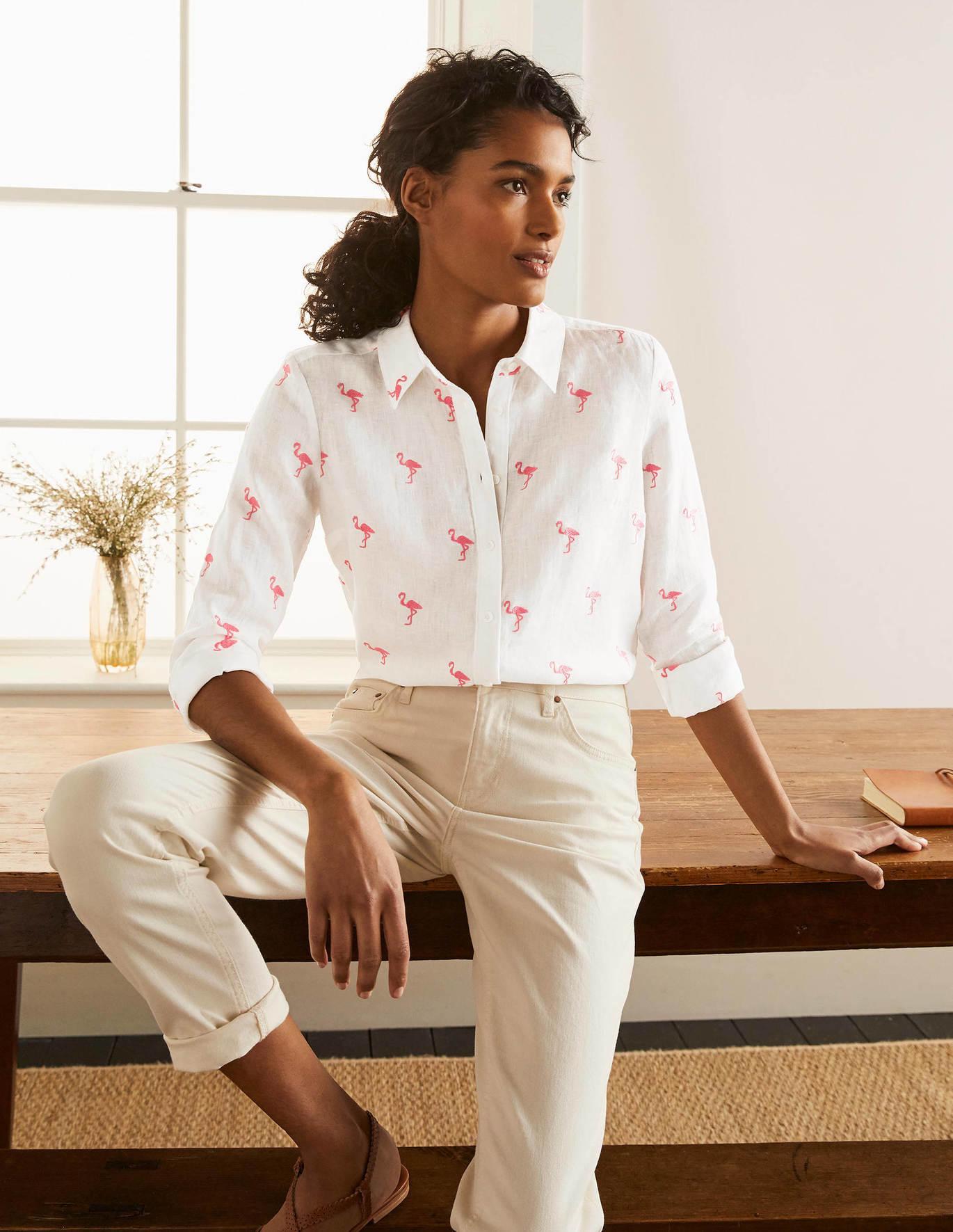 Boden Embroidered Linen Shirt With ...