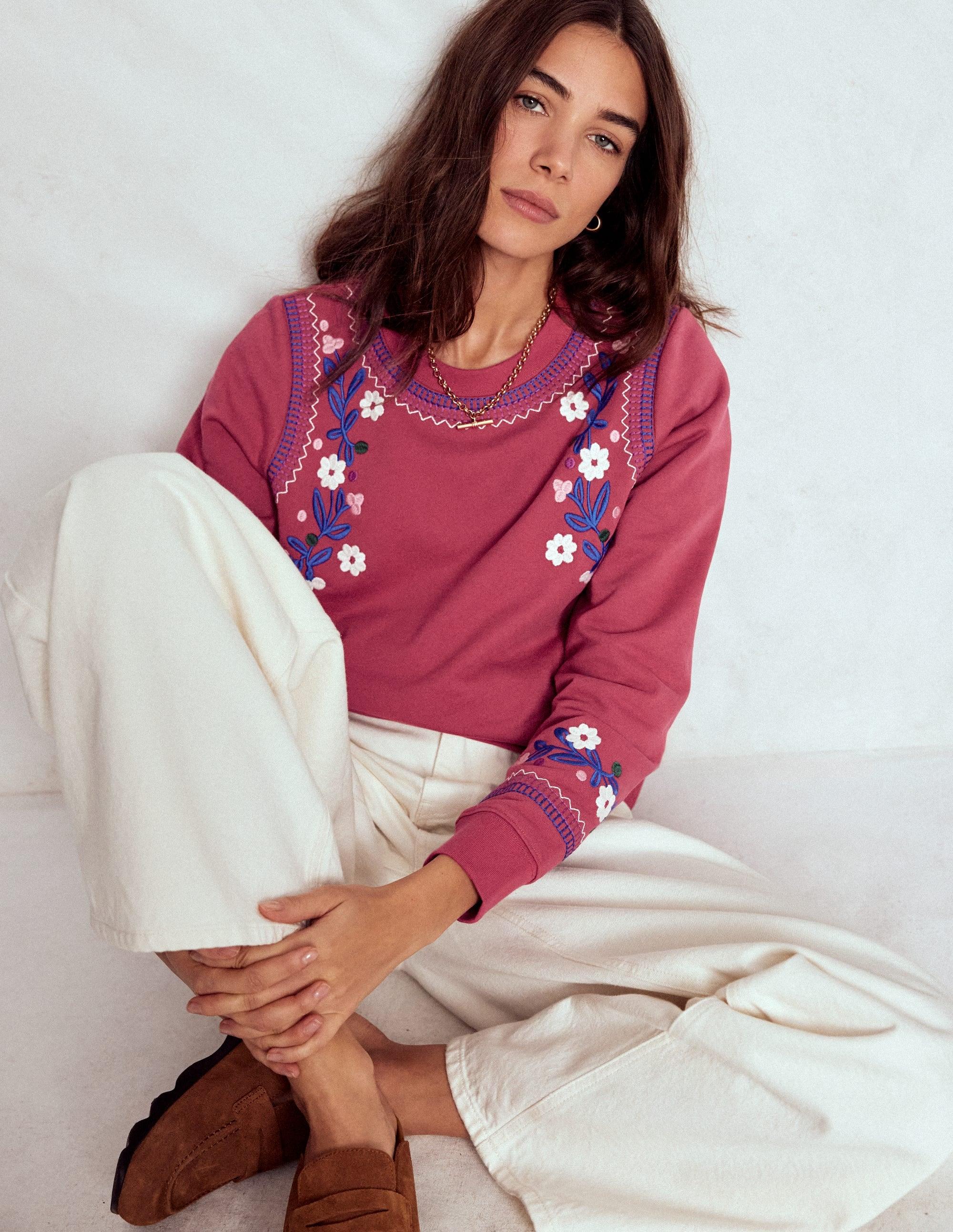 Boden Hannah Embroidered Sweatshirt Earth, Multi Floral in Blue | Lyst
