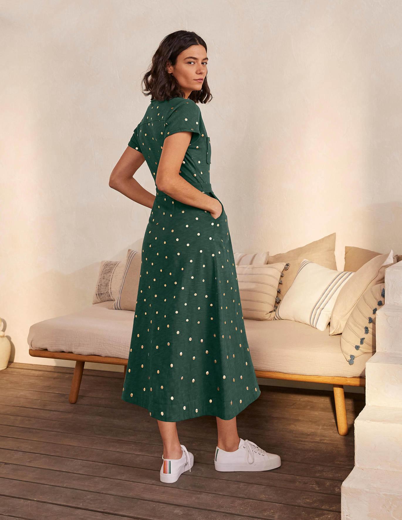 Boden Thomasina Jersey Shirt Dress Pea 