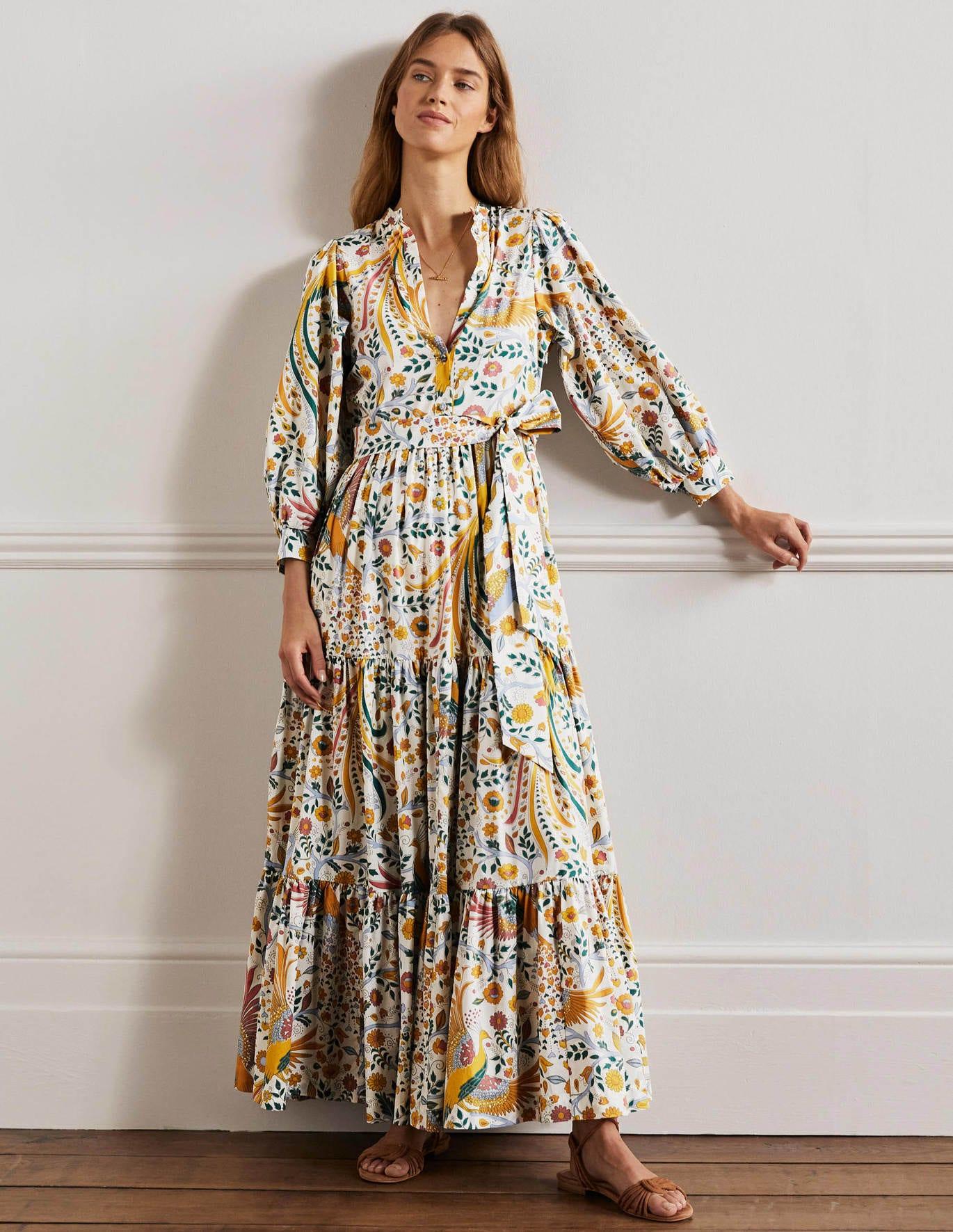 Boden Ava Tiered Maxi Dress Multi, Enchanting Peacock | Lyst